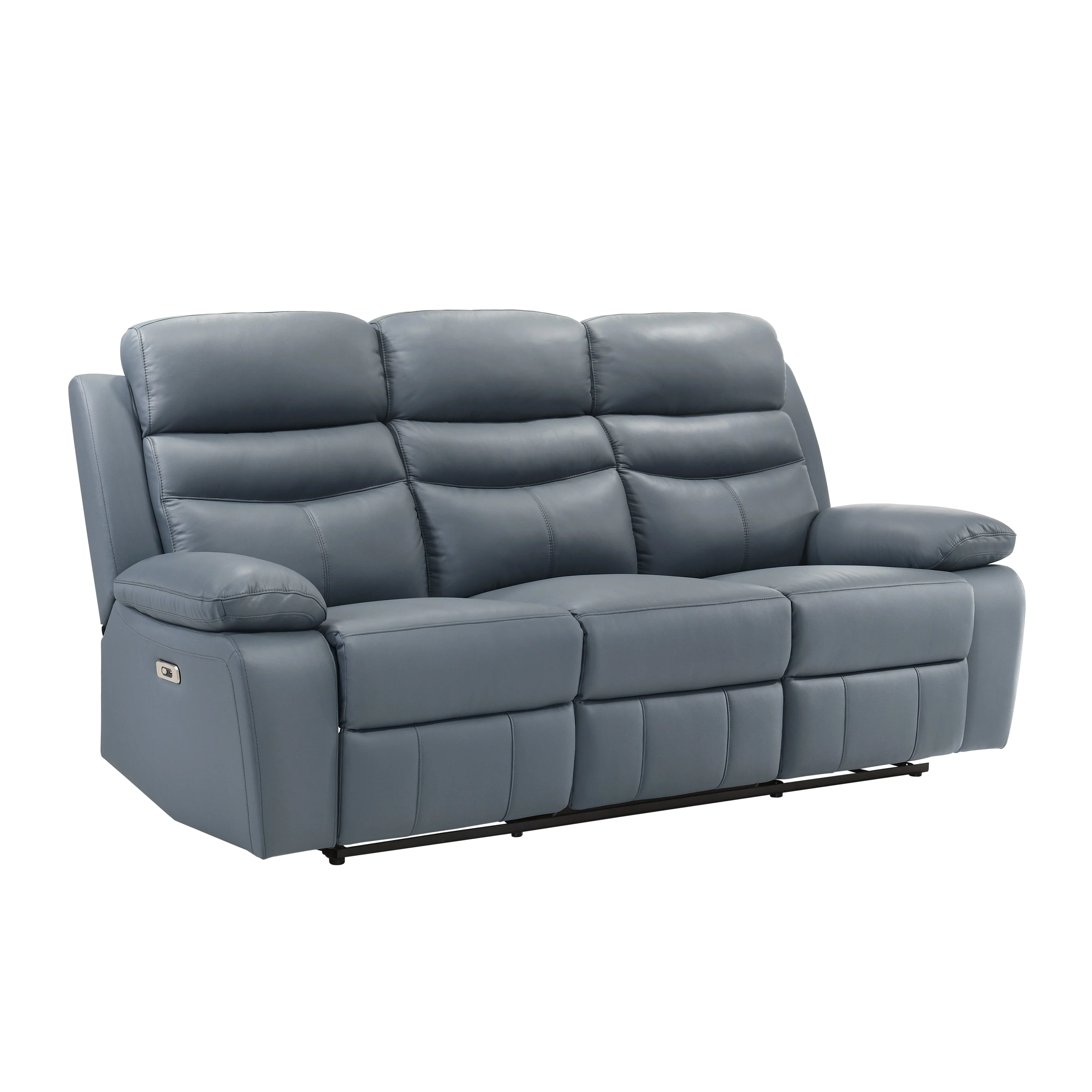 Hancock Blue Leather Power Double Reclining Living Room Set - Image 4