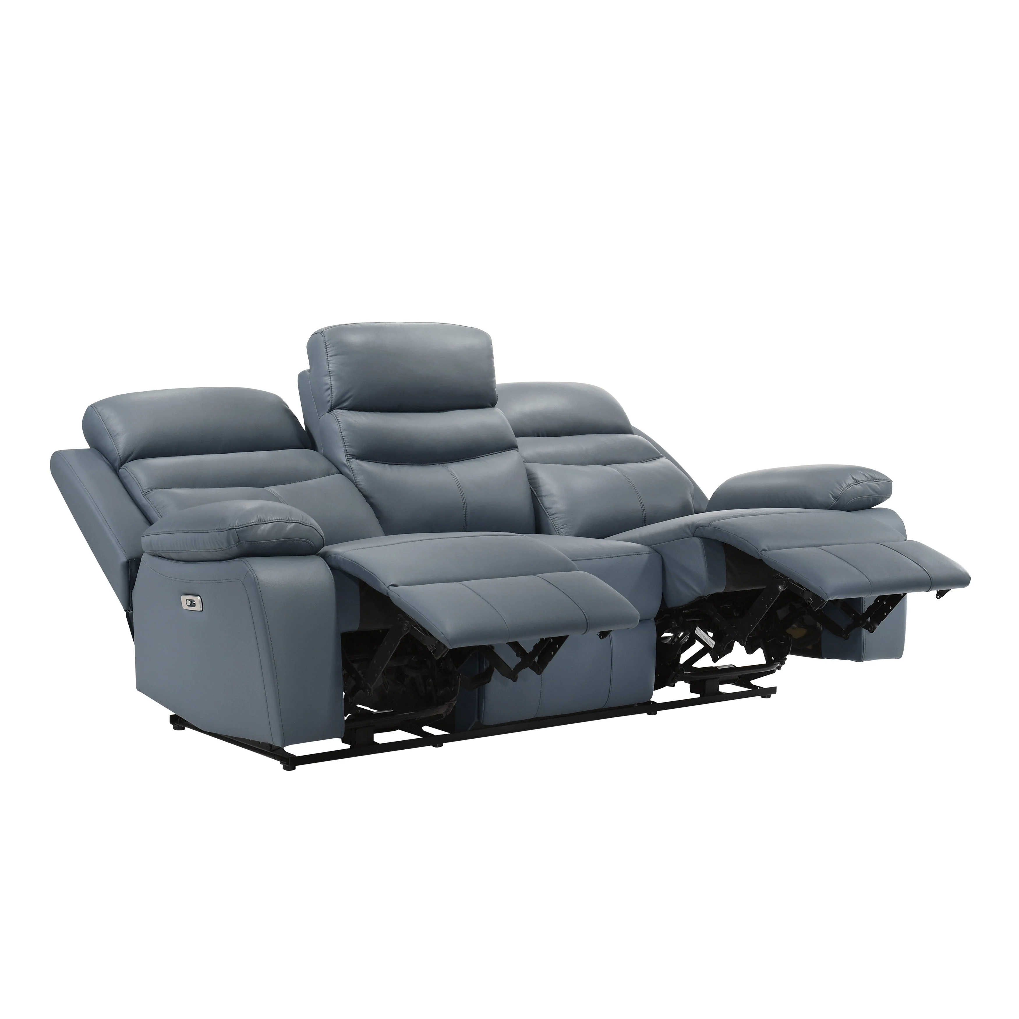 Hancock Blue Leather Power Double Reclining Living Room Set - Image 5