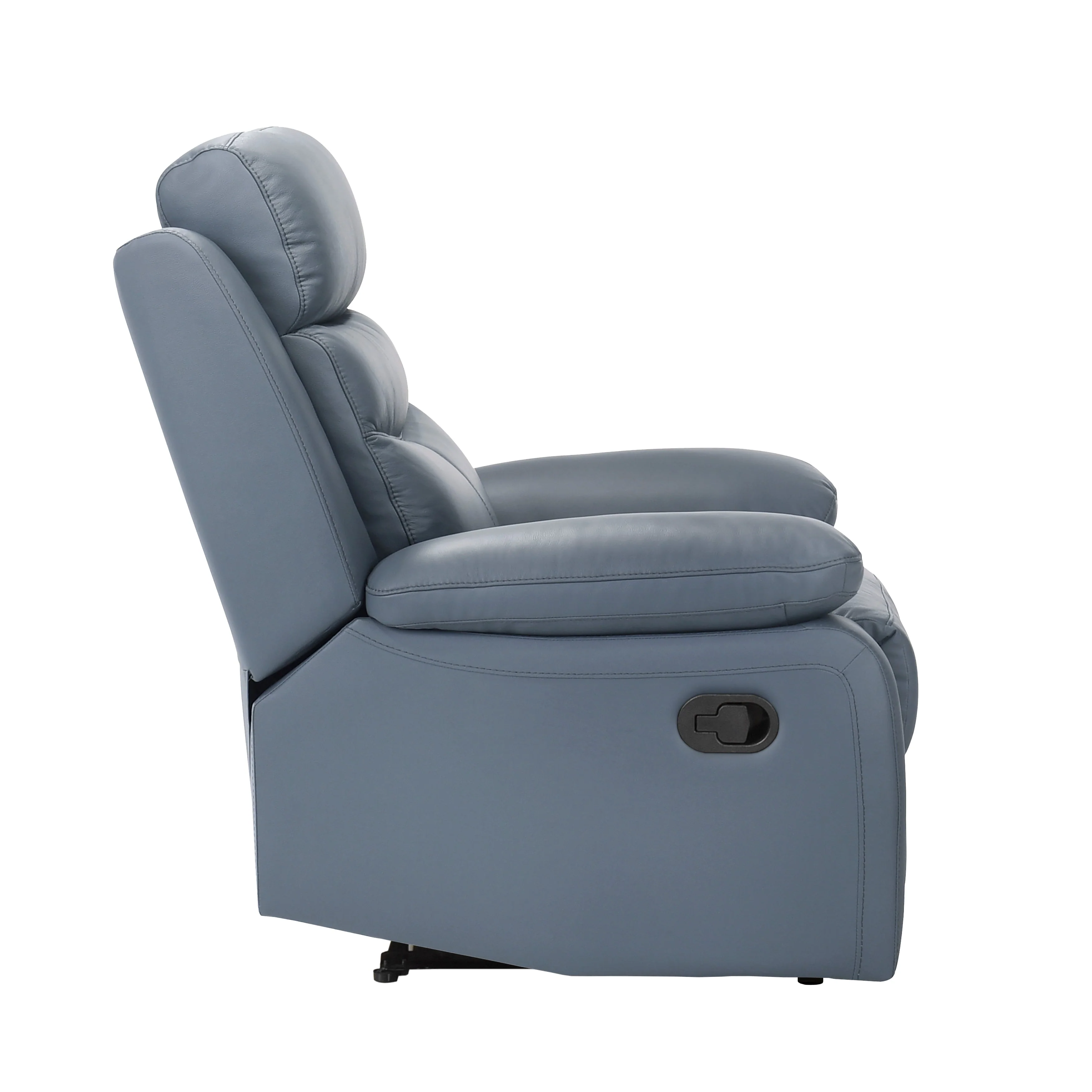 Hancock Blue Leather Reclining Chair - Image 4