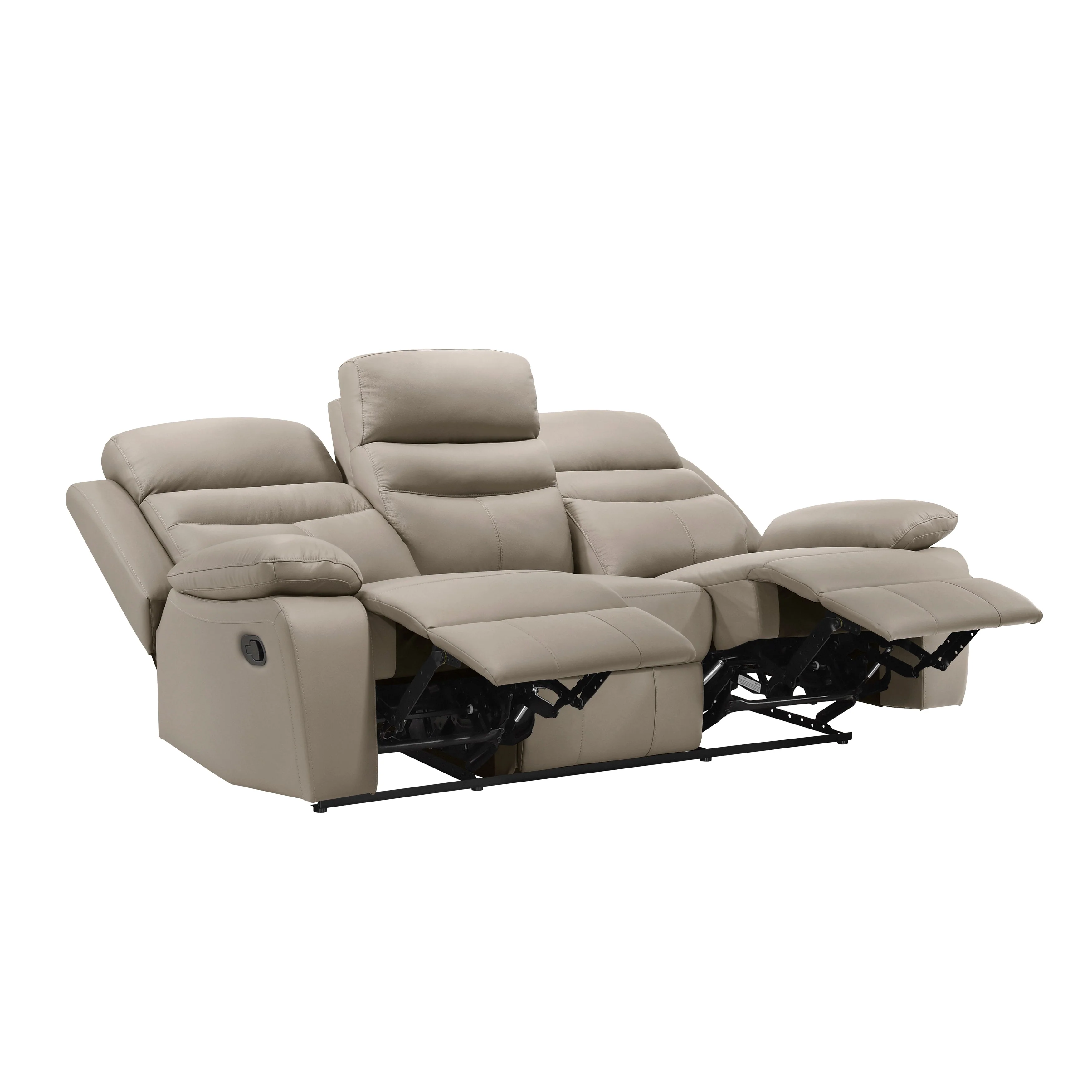 Hancock Latte Leather Double Reclining Sofa - Image 4