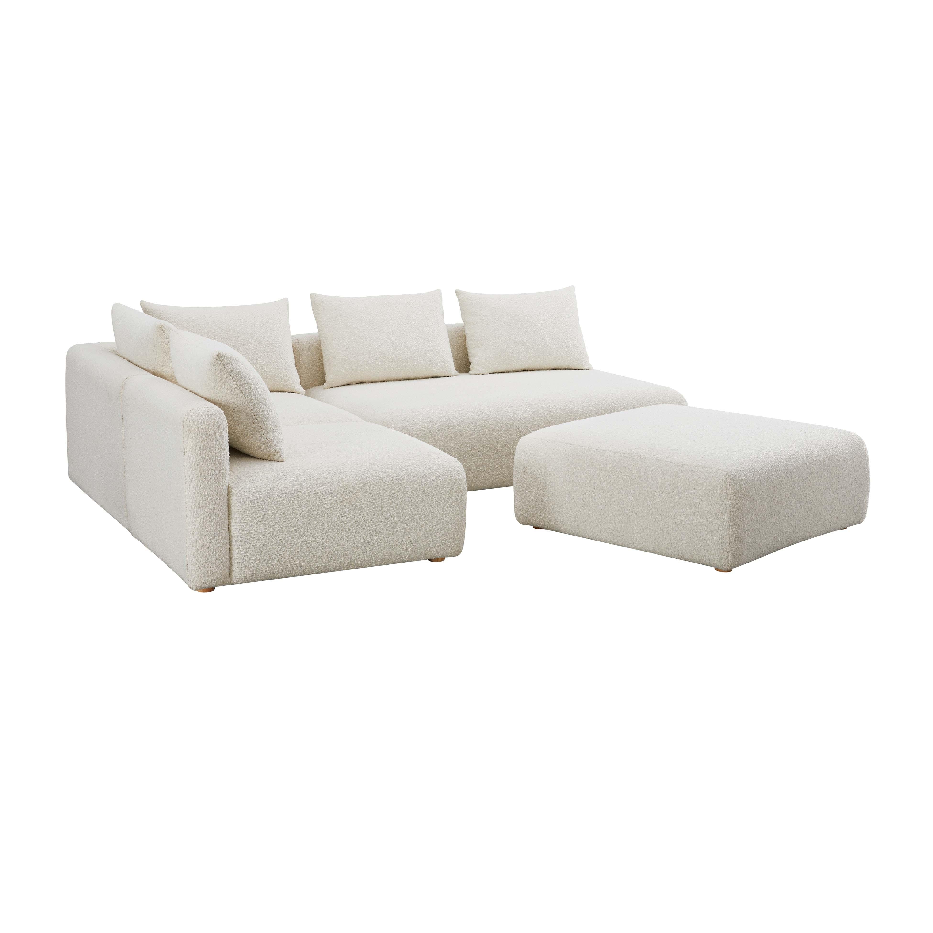 Hangover Cream Boucle 4-Piece Modular Chaise Sectional - Image 2