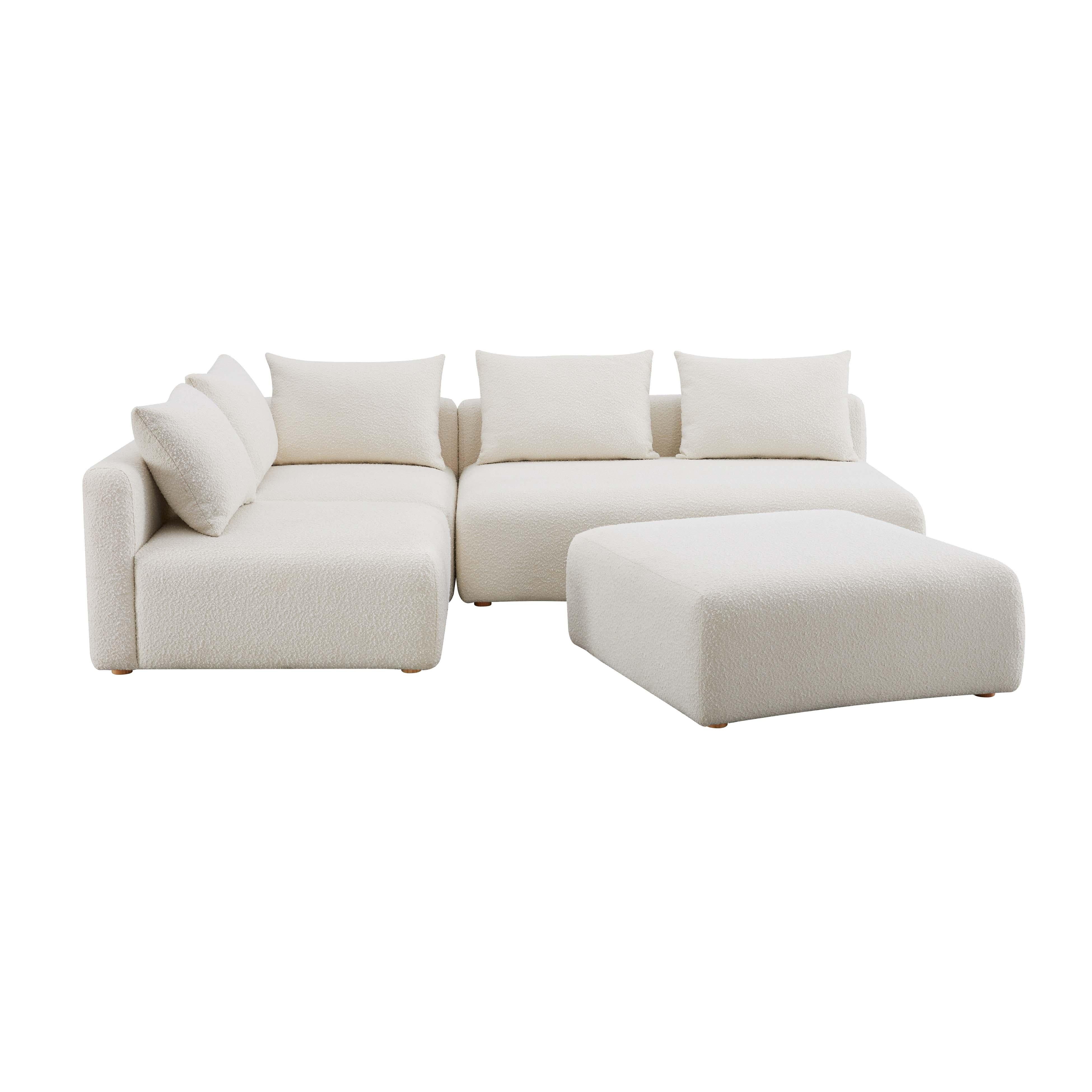 Hangover Cream Boucle 4-Piece Modular Chaise Sectional - Image 4
