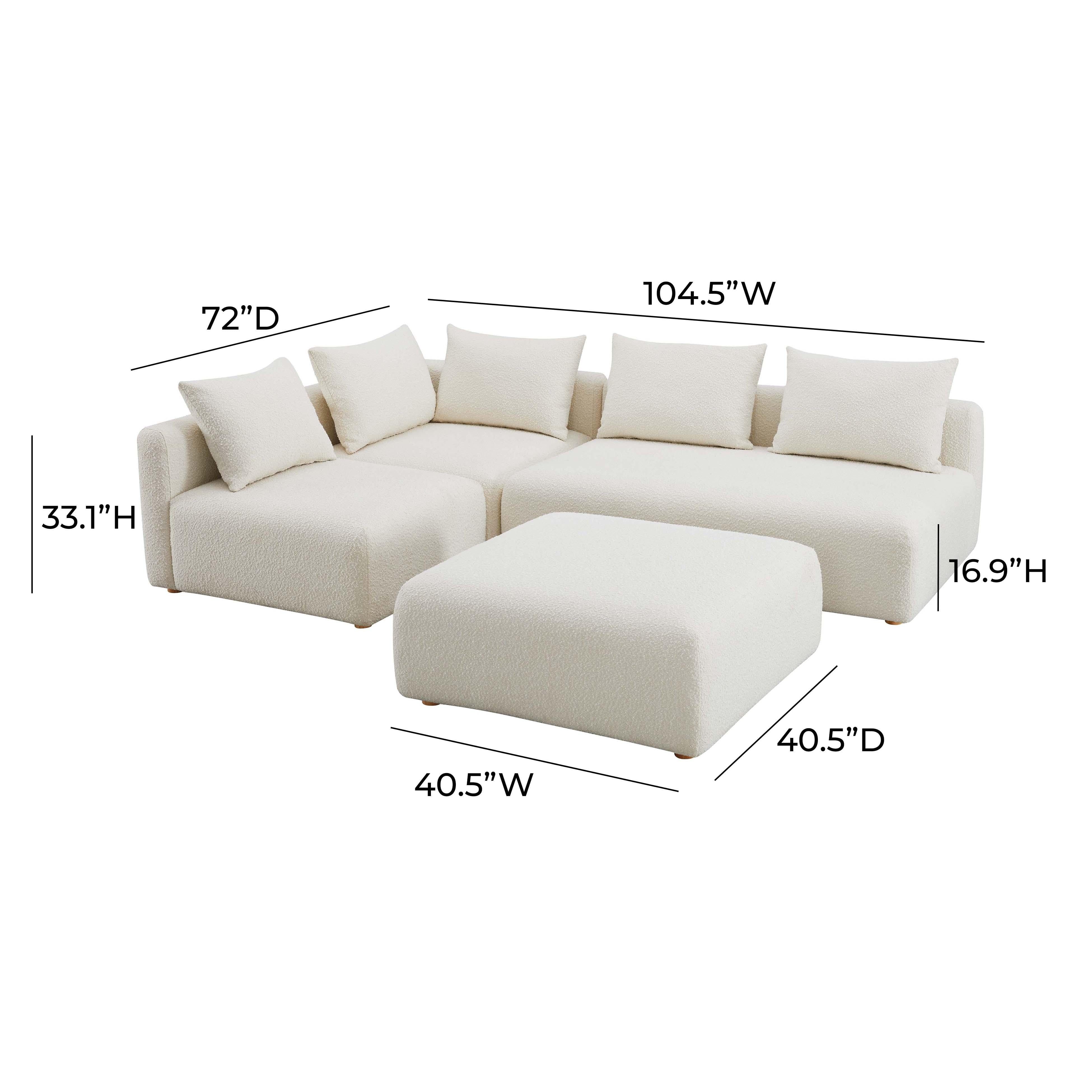 Hangover Cream Boucle 4-Piece Modular Chaise Sectional - Image 6