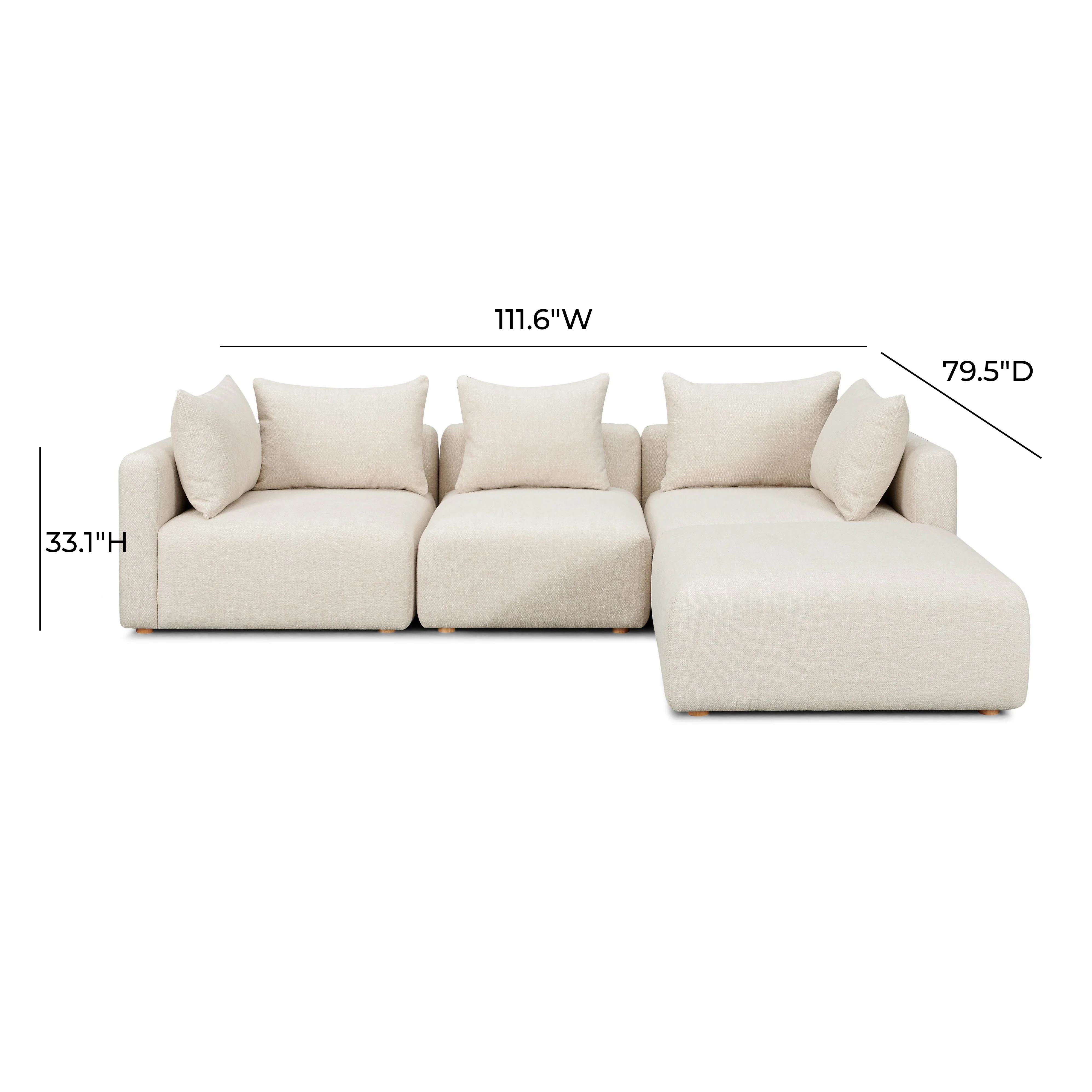Hangover Heavy Textured Fabric 4-Piece Modular Sectional - Image 4