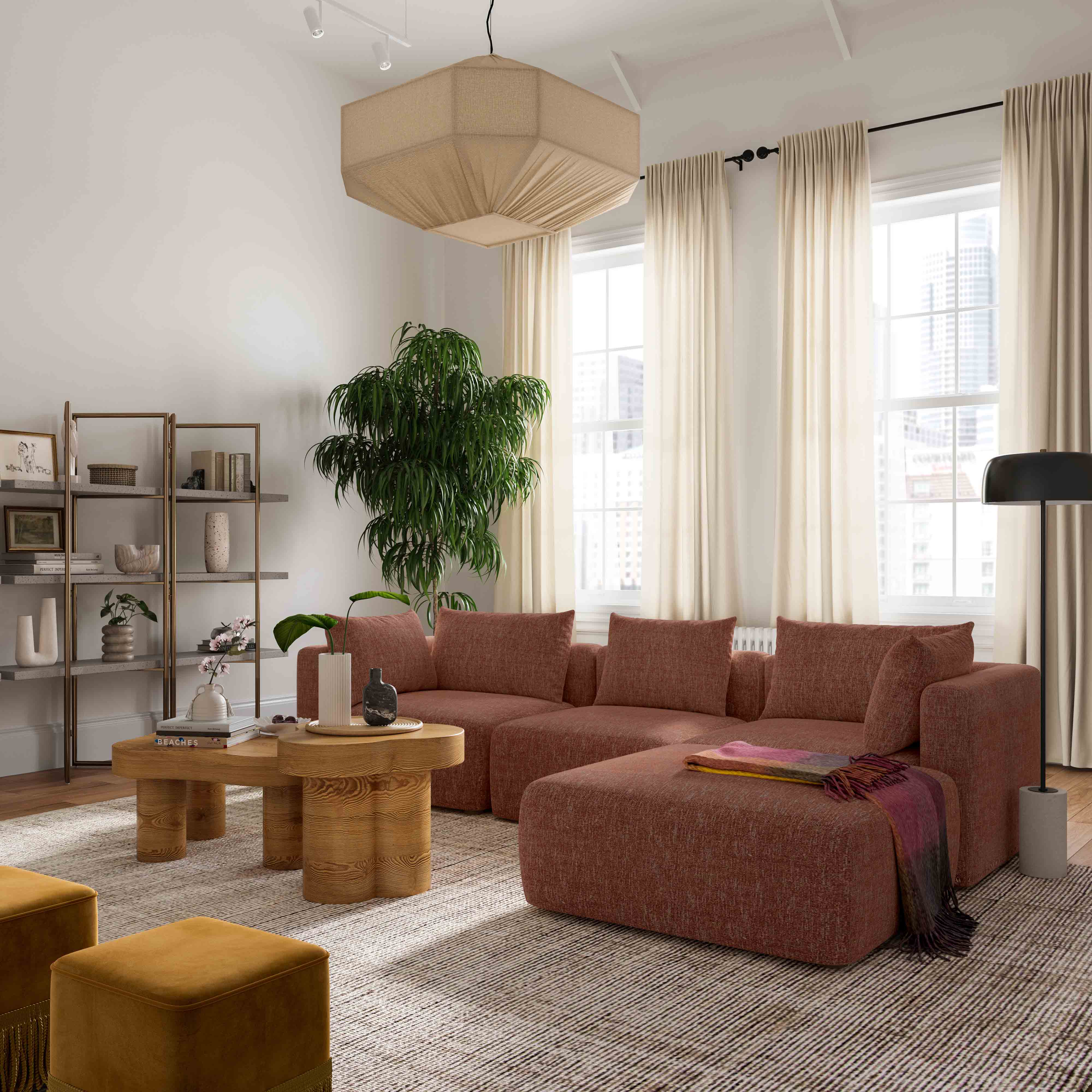 Hangover Heavy Textured Fabric 4-Piece Modular Sectional - Image 6