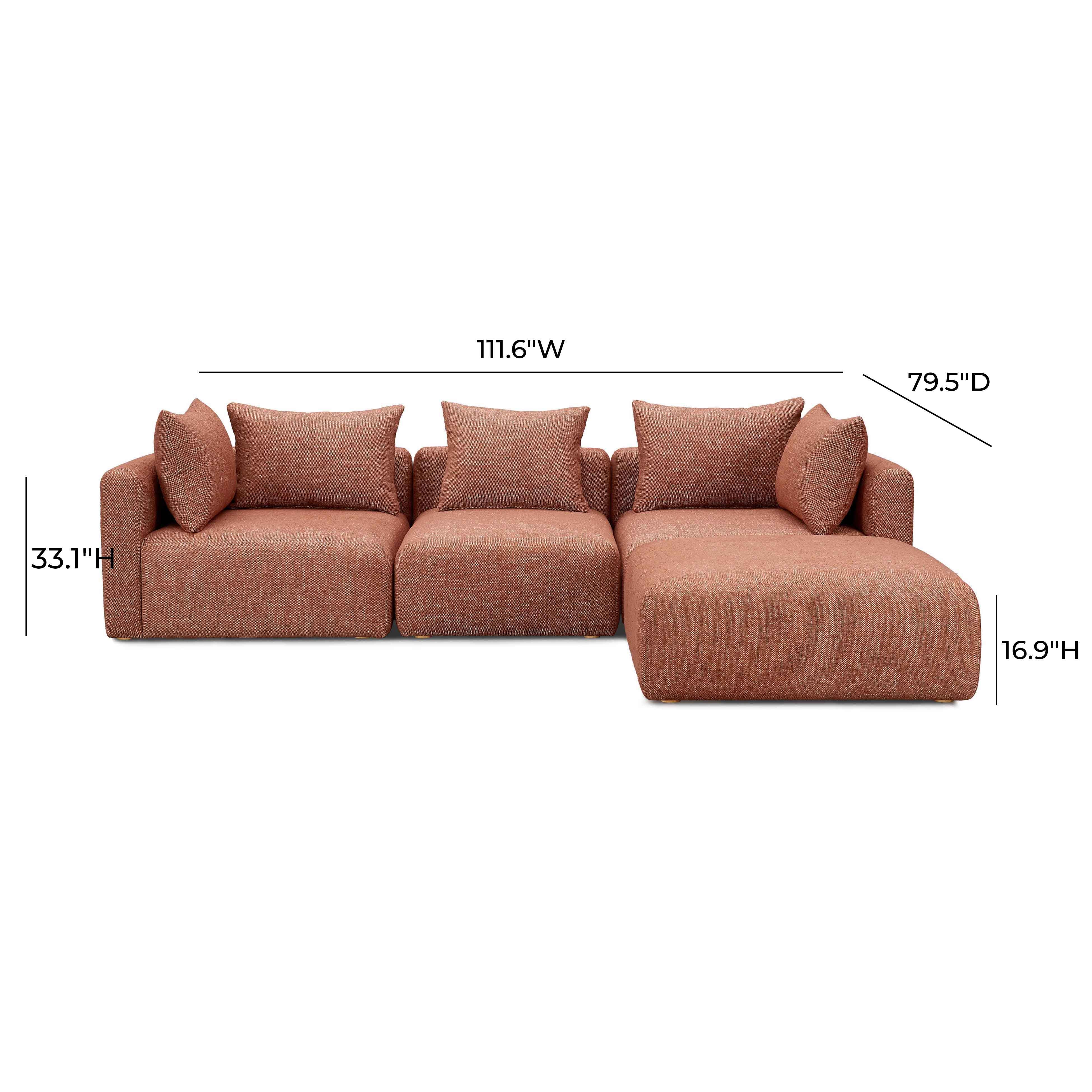 Hangover Heavy Textured Fabric 4-Piece Modular Sectional - Image 8