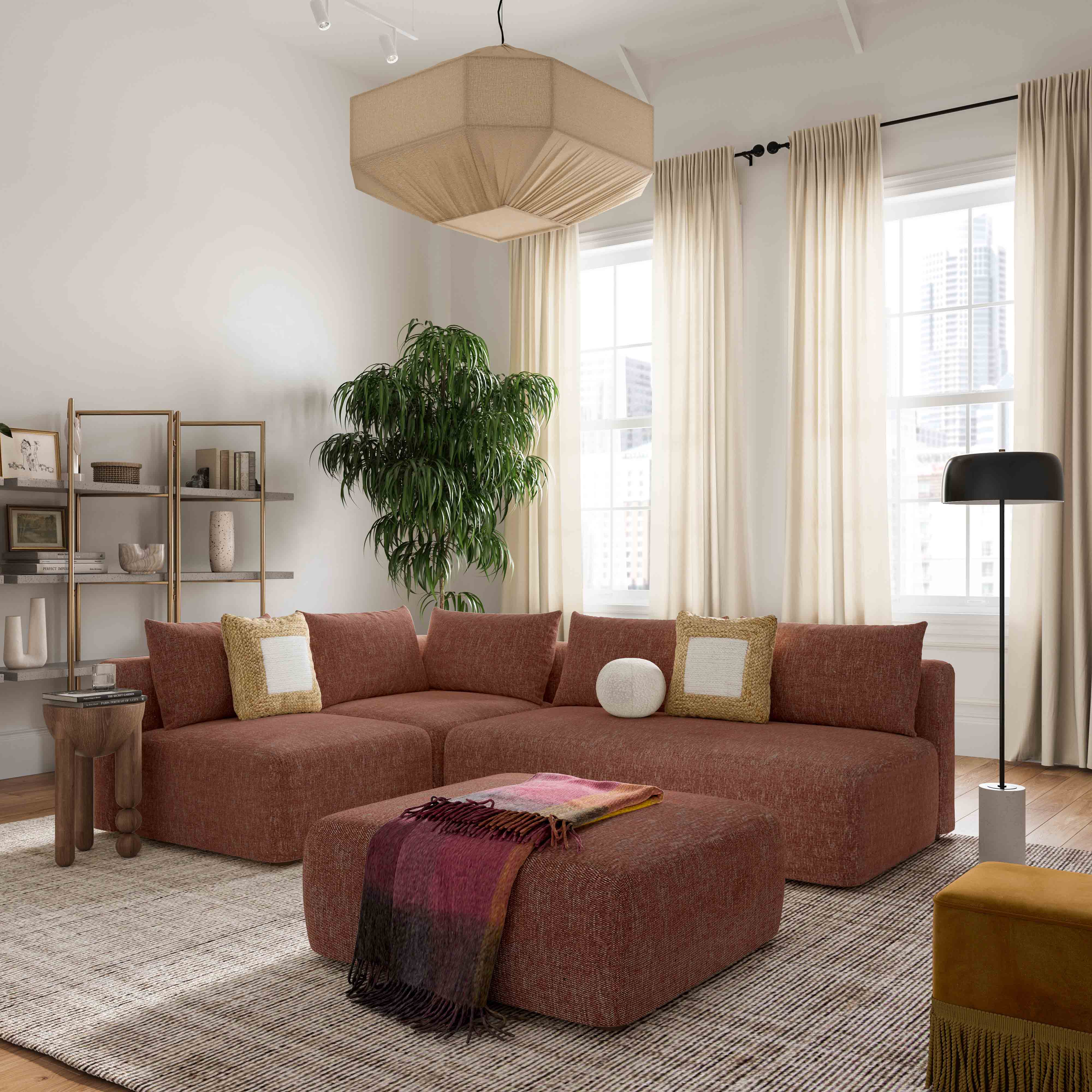 Hangover Heavy Textured Fabric Modular Corner Chair - Image 9