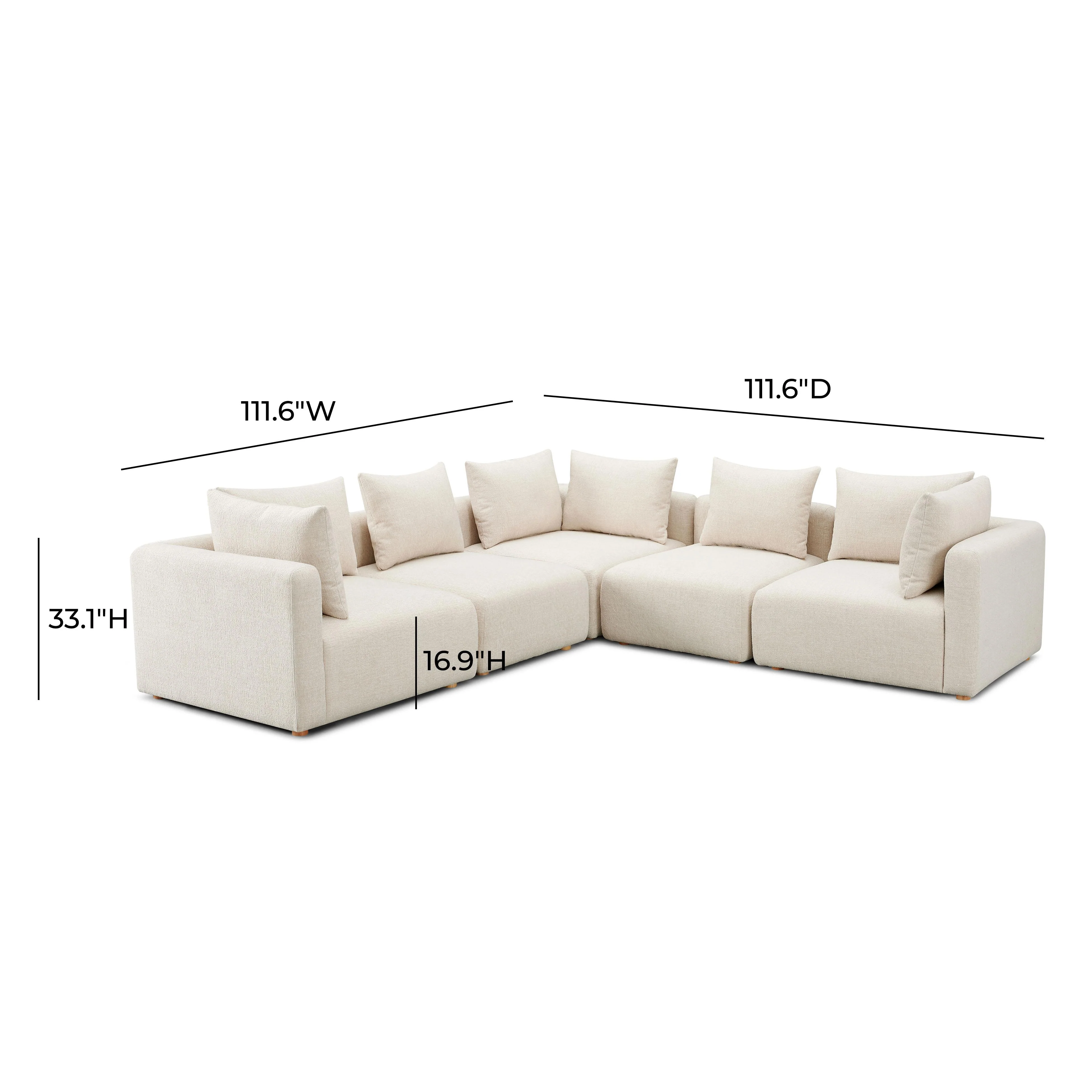 Hangover Textured Fabric 5-Piece Modular L-Sectional - Image 4