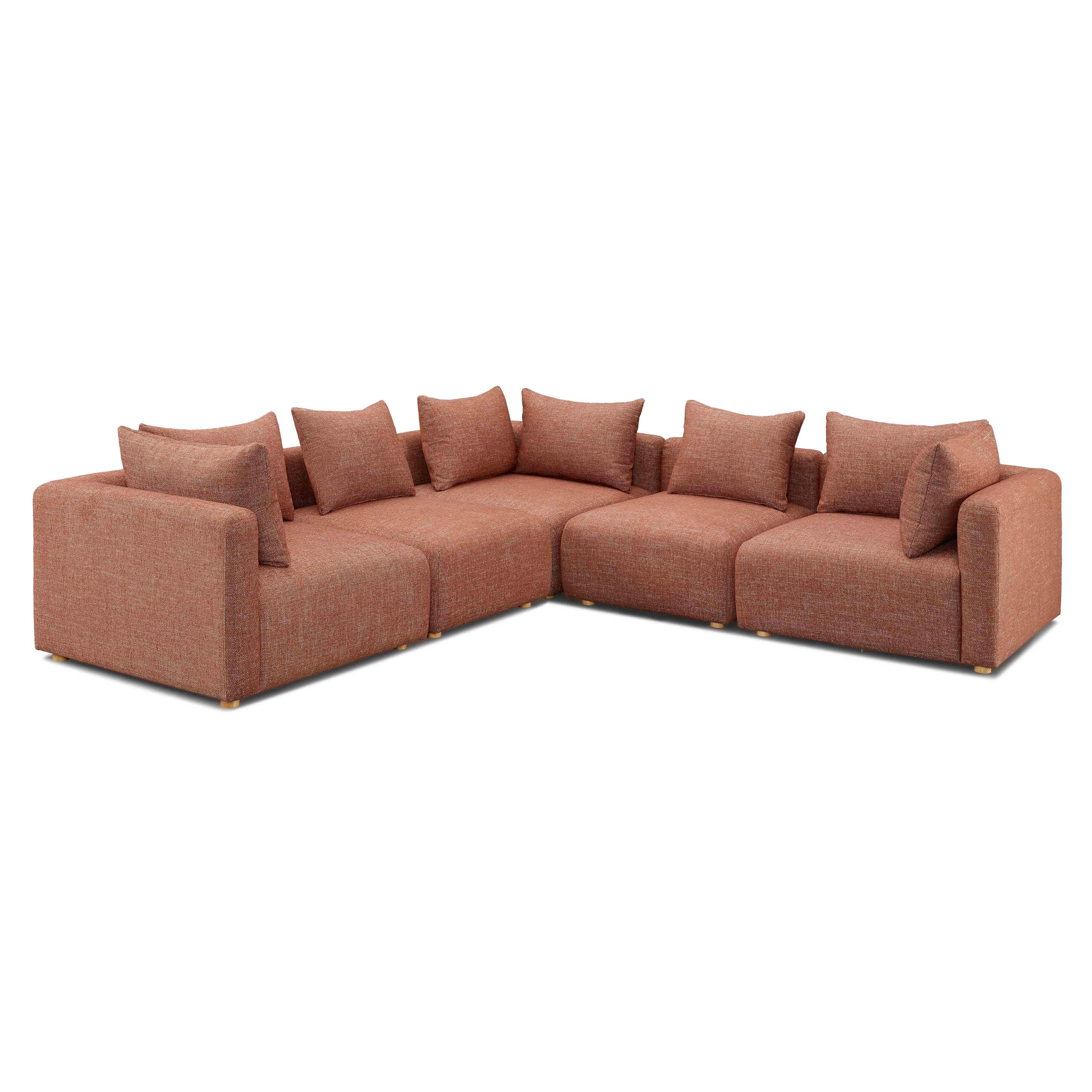 Hangover Textured Fabric 5-Piece Modular L-Sectional - Image 5