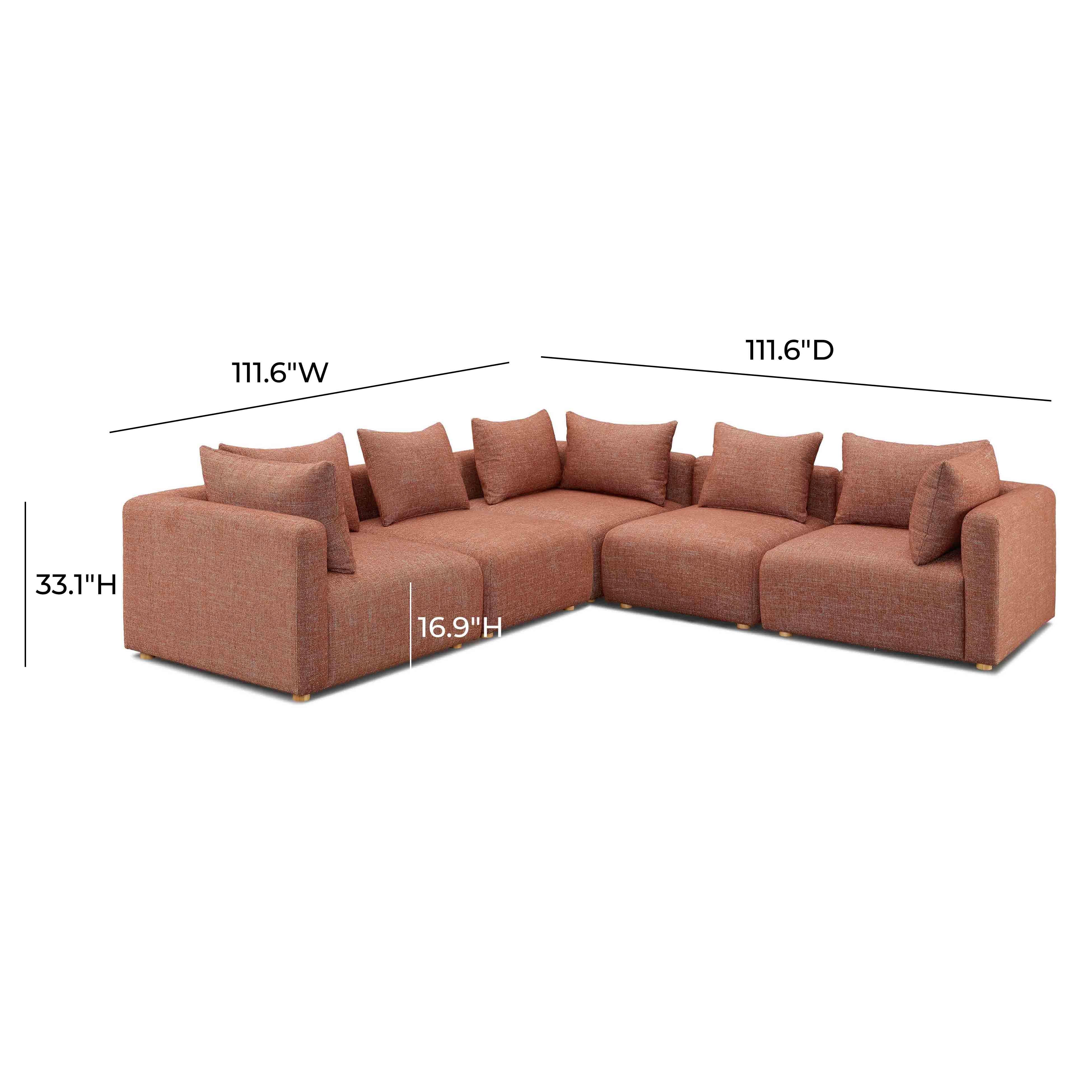 Hangover Textured Fabric 5-Piece Modular L-Sectional - Image 8