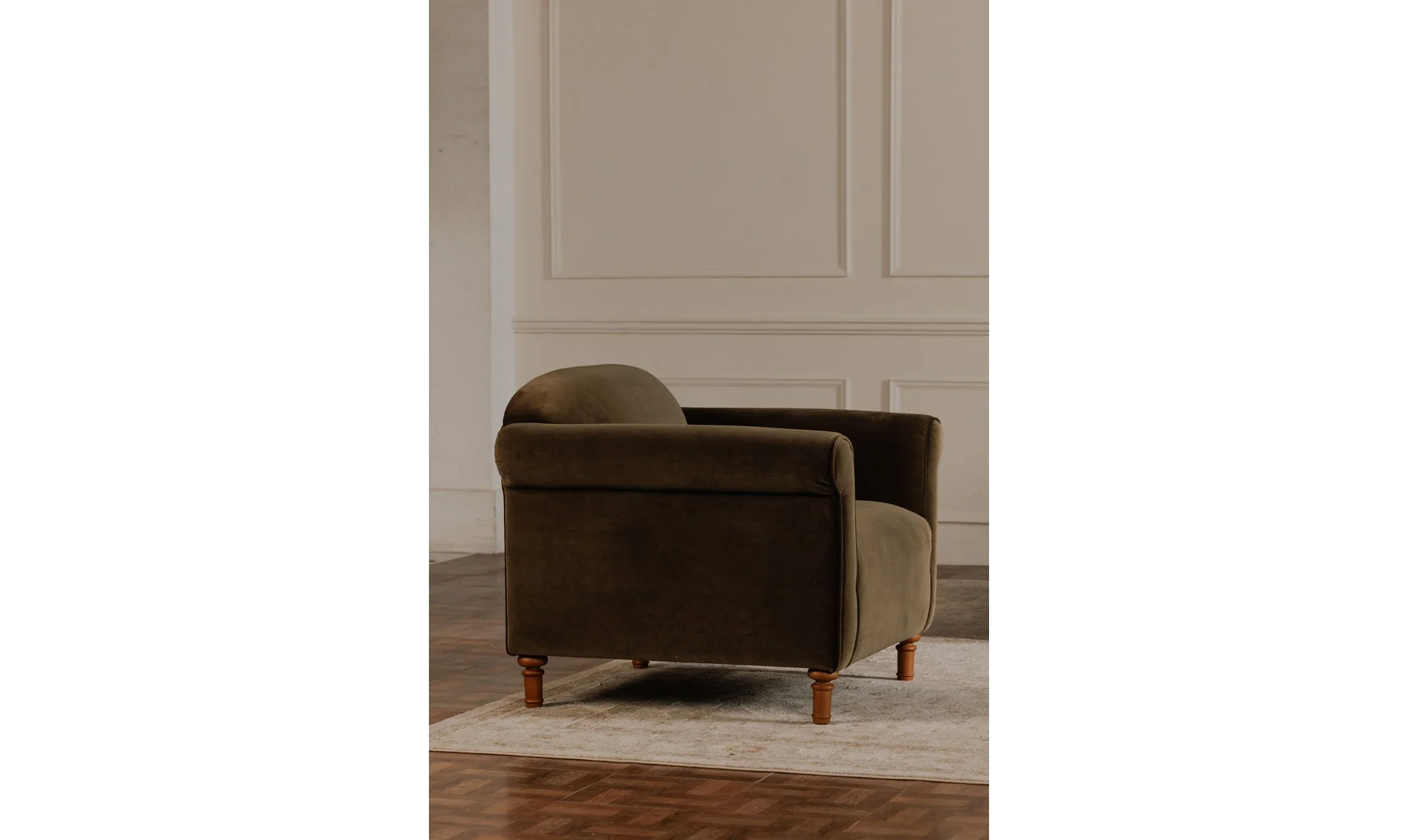 Harmony Accent Chair Dark Green Faux Mohair - Image 4