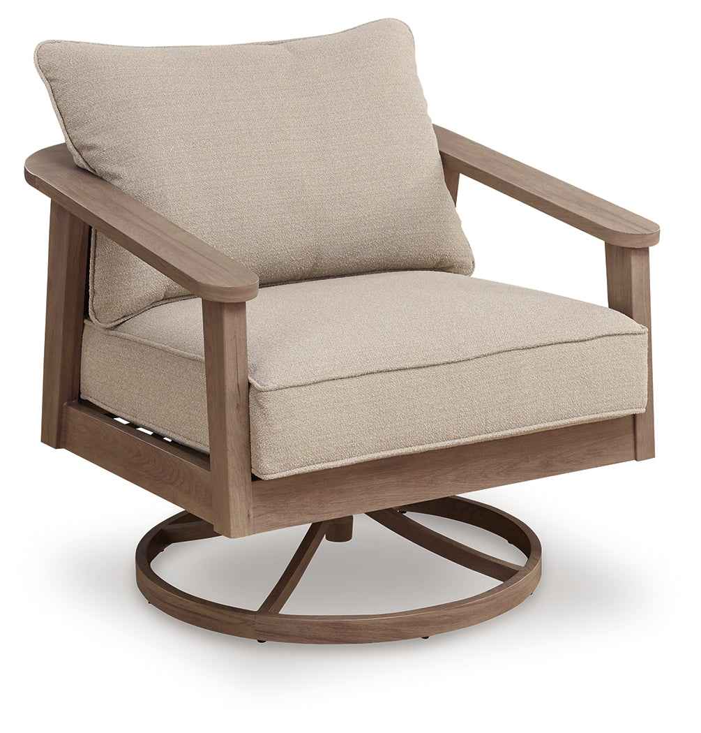 Harmony Headlands Natural/Gray Outdoor Swivel Lounge with Cushion - Image 2