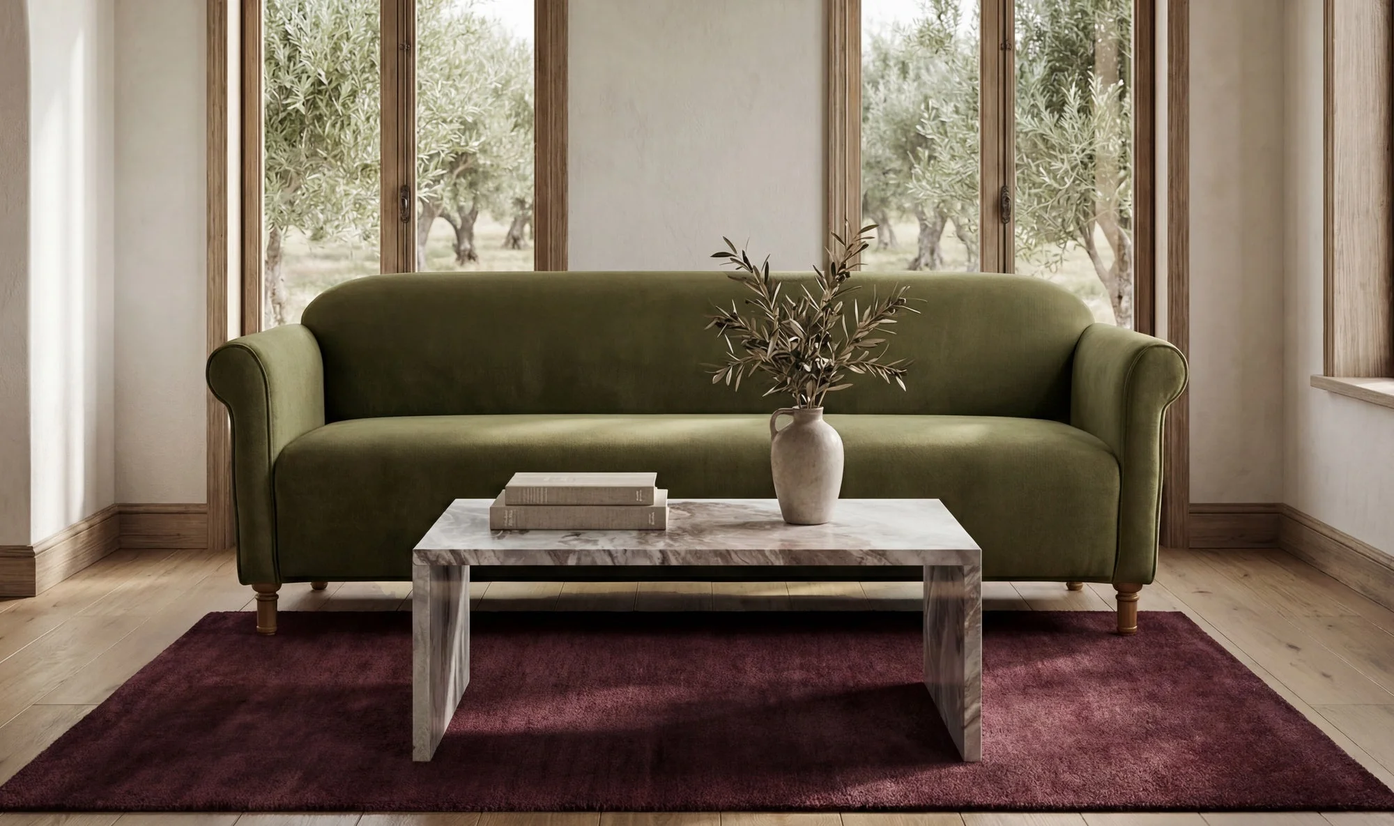 Harmony Sofa Dark Green Faux Mohair - Image 3