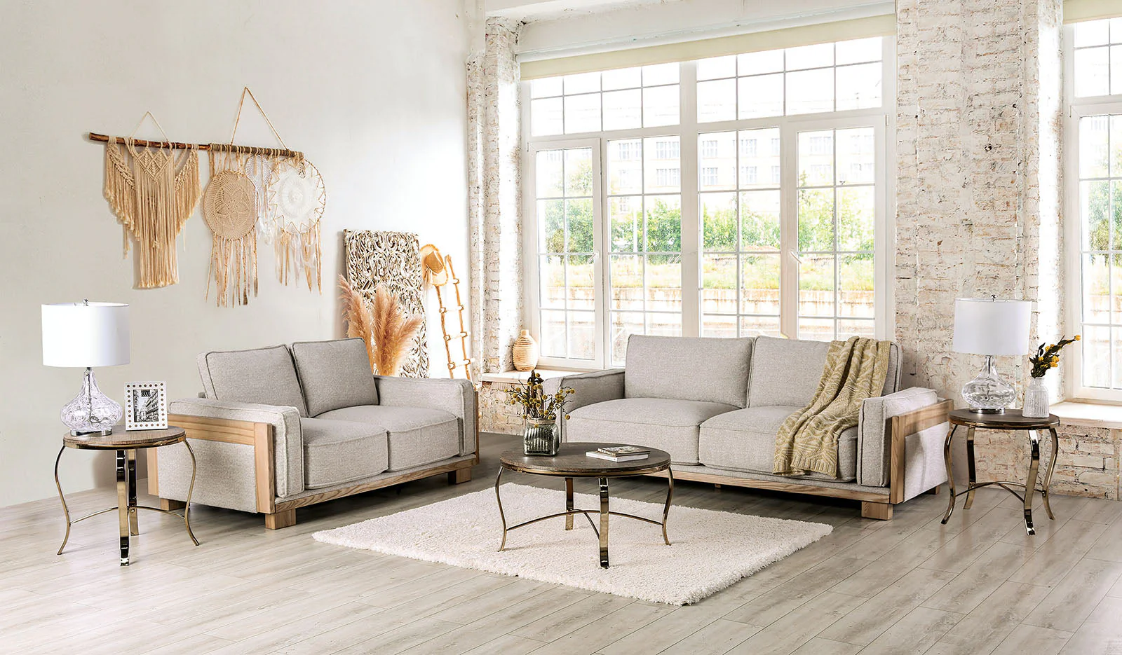 Harstad Light Brown/Natural Loveseat - Image 2