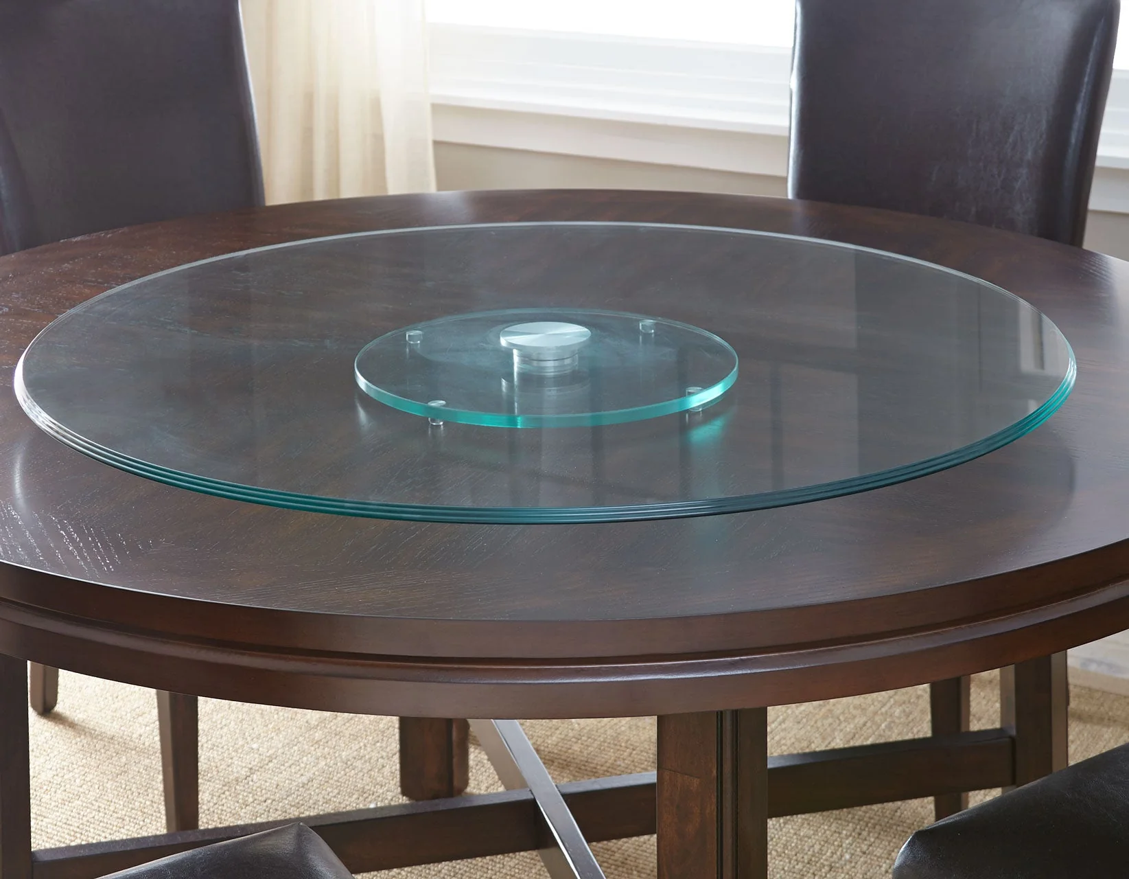 Hartford Espresso/Red Round Dining Room Set with Lazy Susan - Image 2
