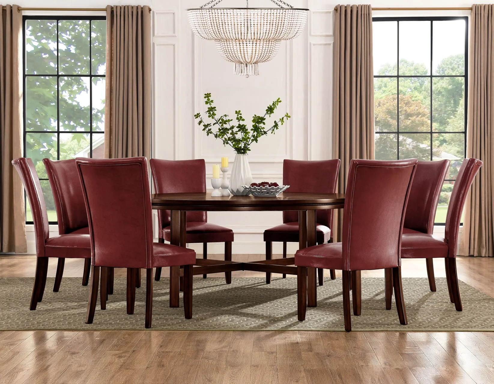 Hartford Espresso/Red Round Dining Room Set with Lazy Susan - Image 4