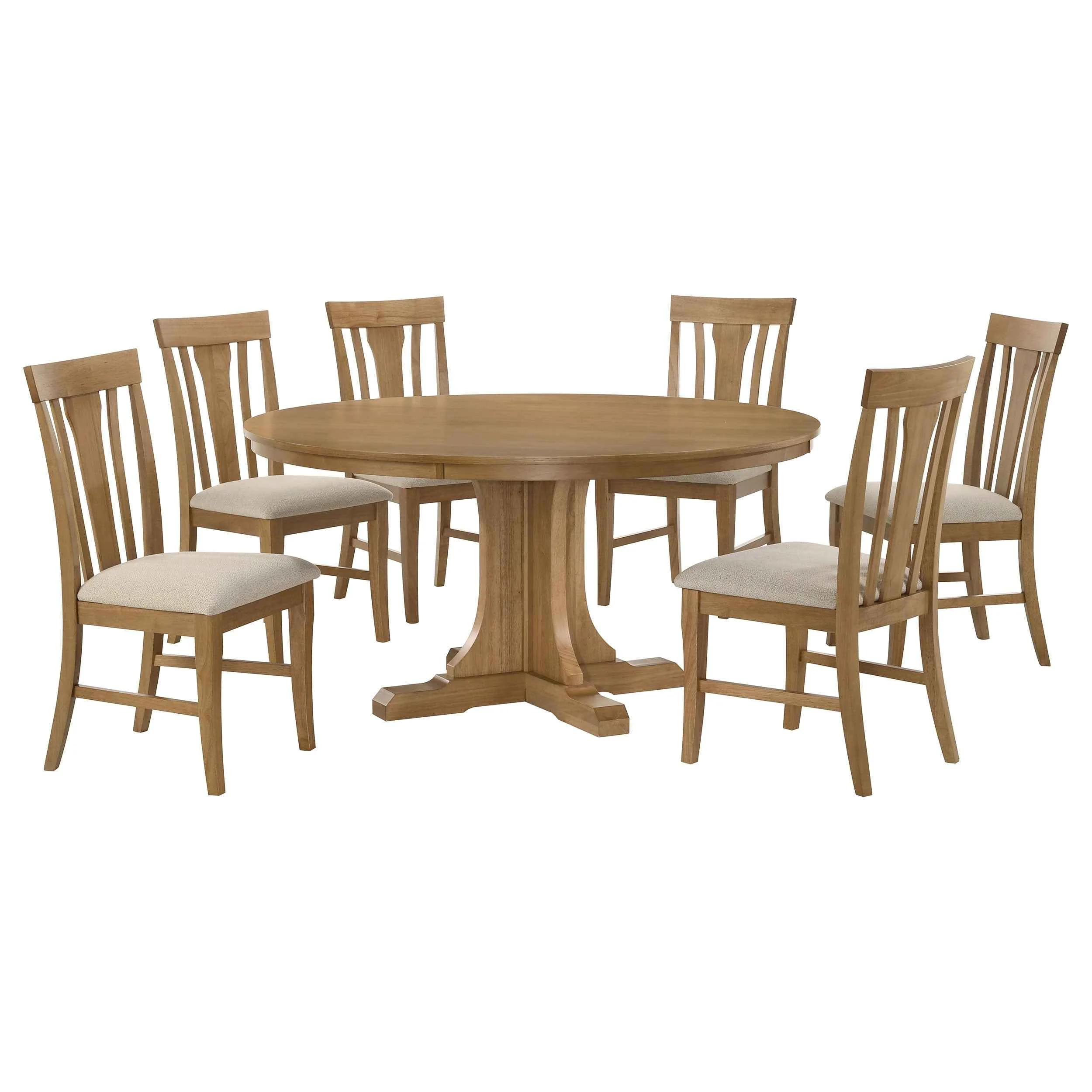 Hartville Natural Light Brown 7-Piece Round Dining Table Set - Image 2