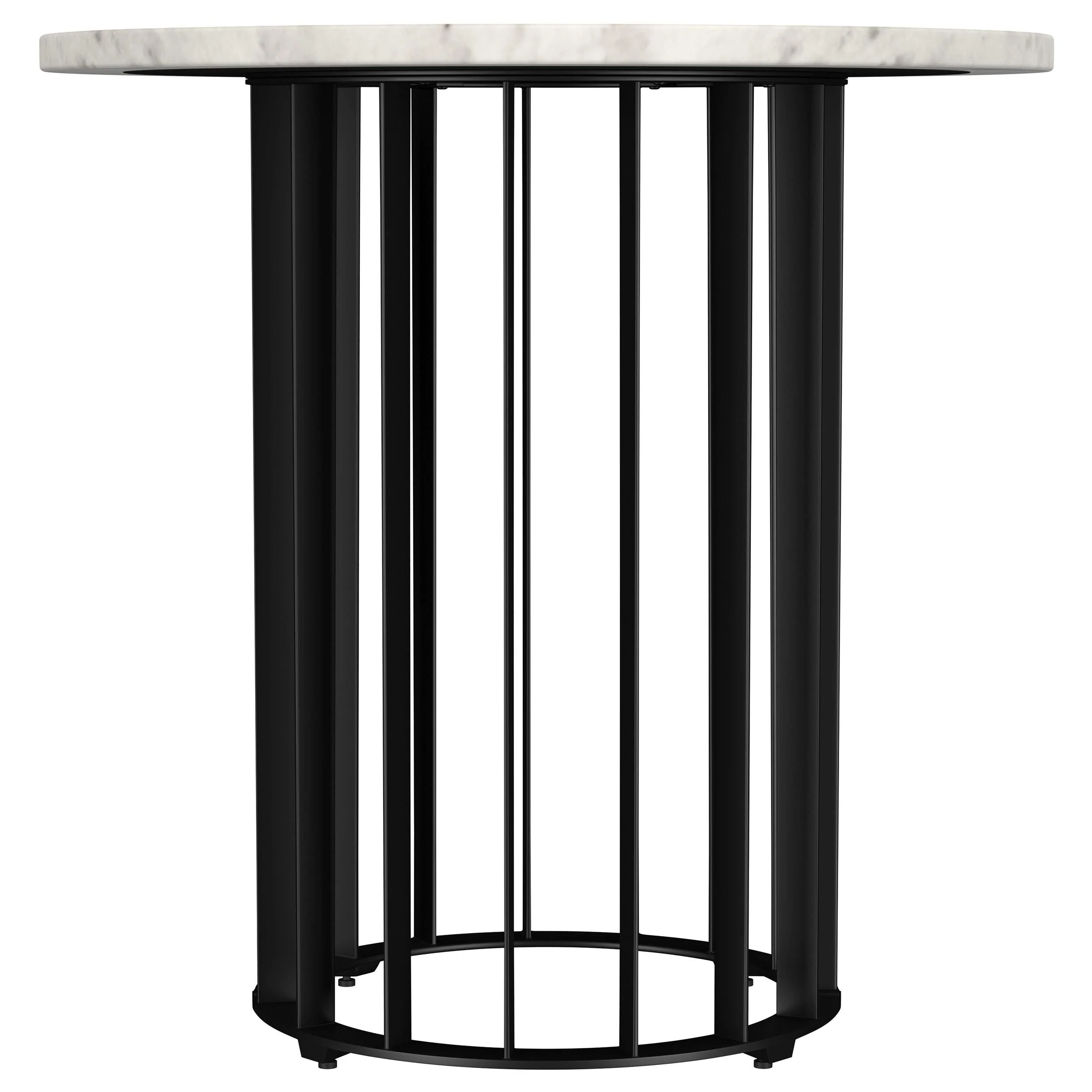 Haven Black and White Round Genuine Marble Top End Side Table - Image 3