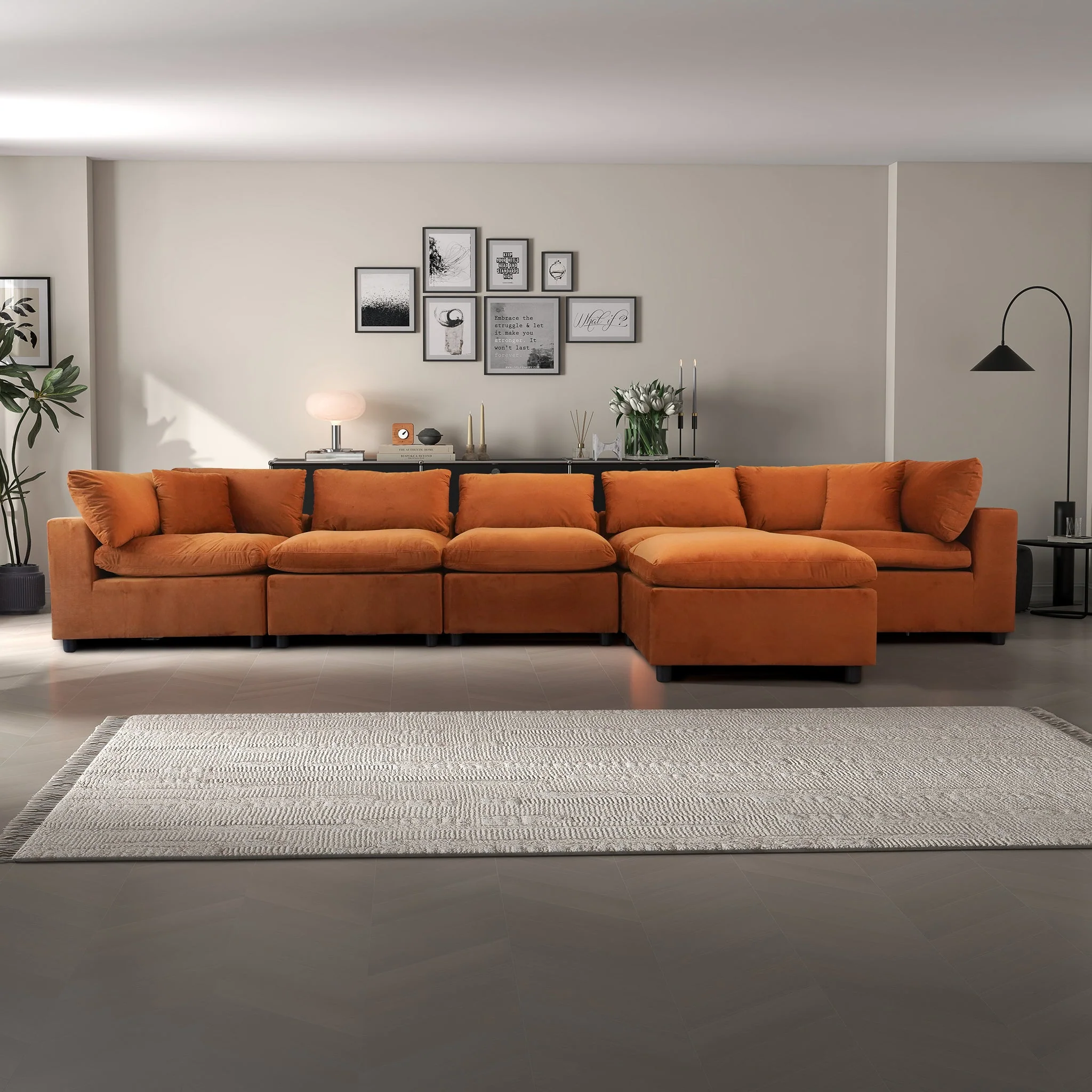Hayward Burnt Orange Velvet Modular Sectional Sofa - Image 2