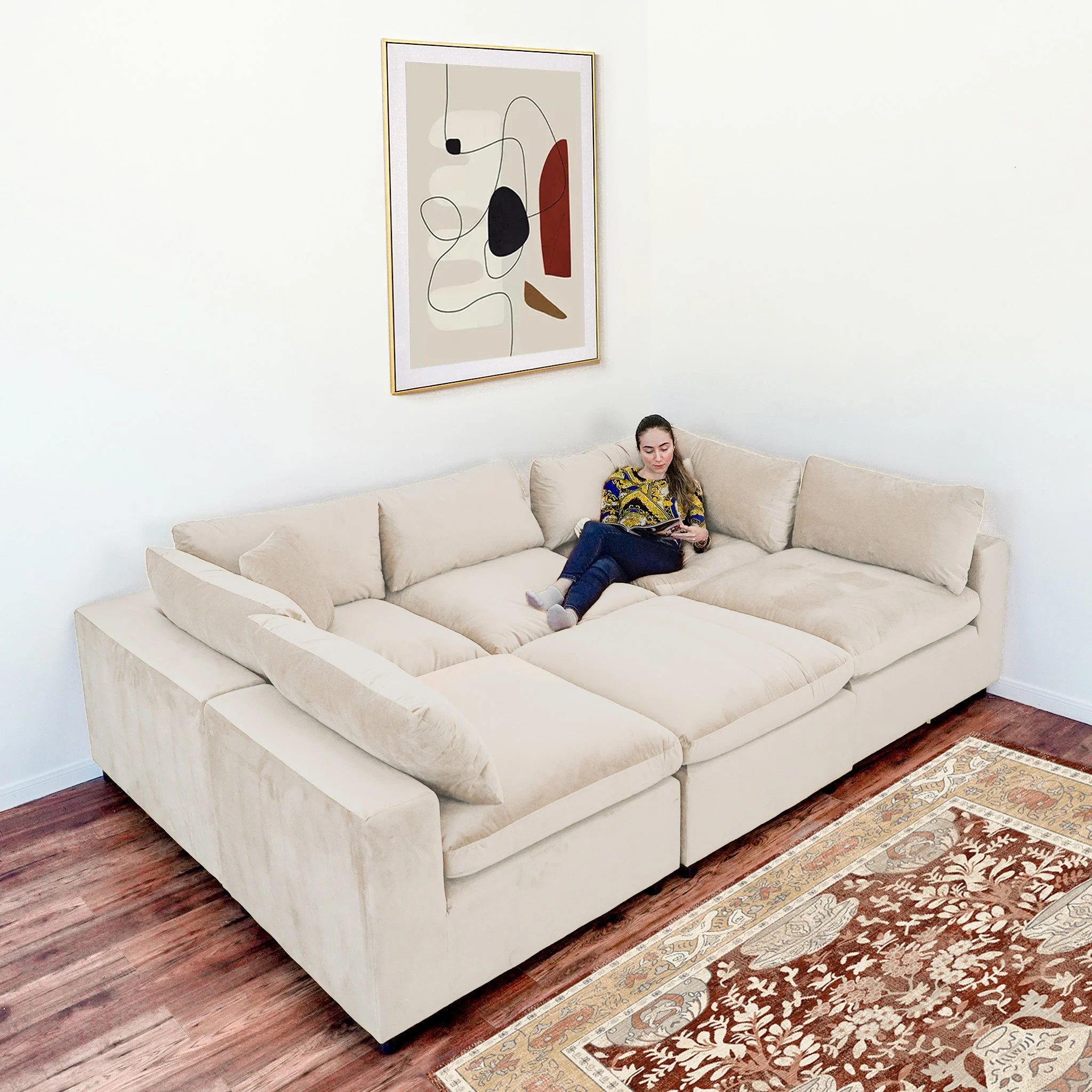 Hayward Ivory Velvet Modular Sectional Sofa - Image 2