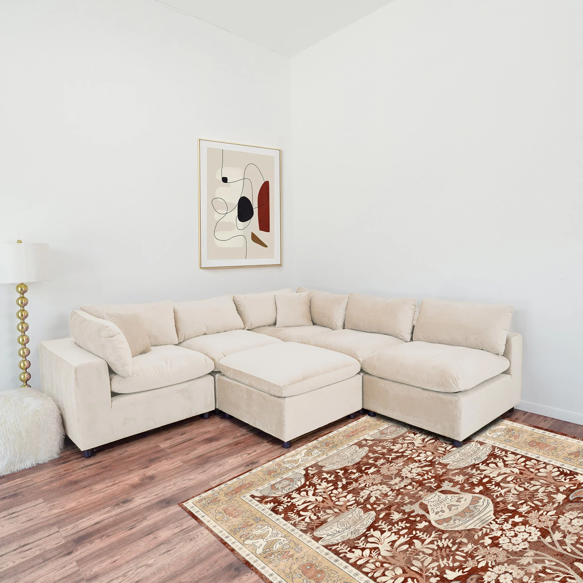 Hayward Ivory Velvet Modular Sectional Sofa - Image 3