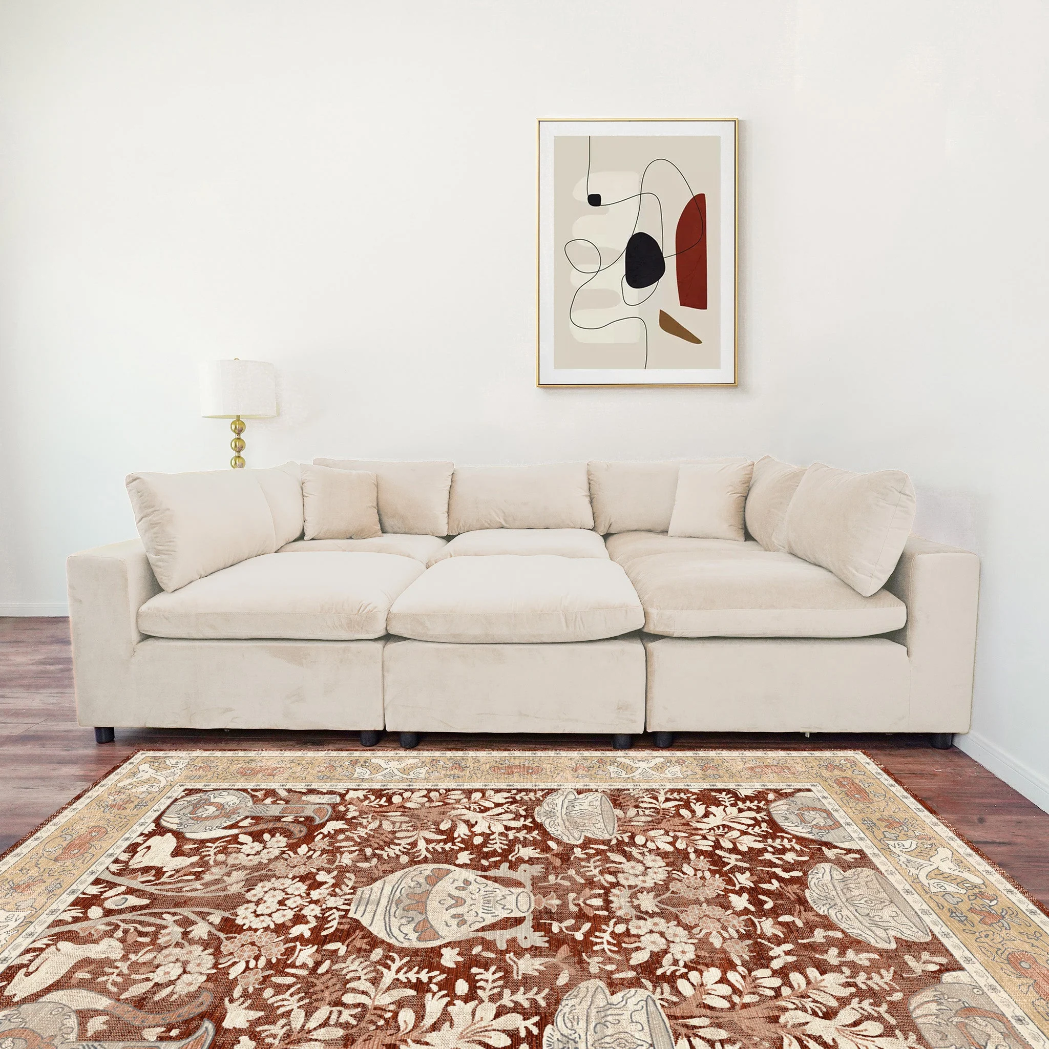 Hayward Ivory Velvet Modular Sectional Sofa - Image 4