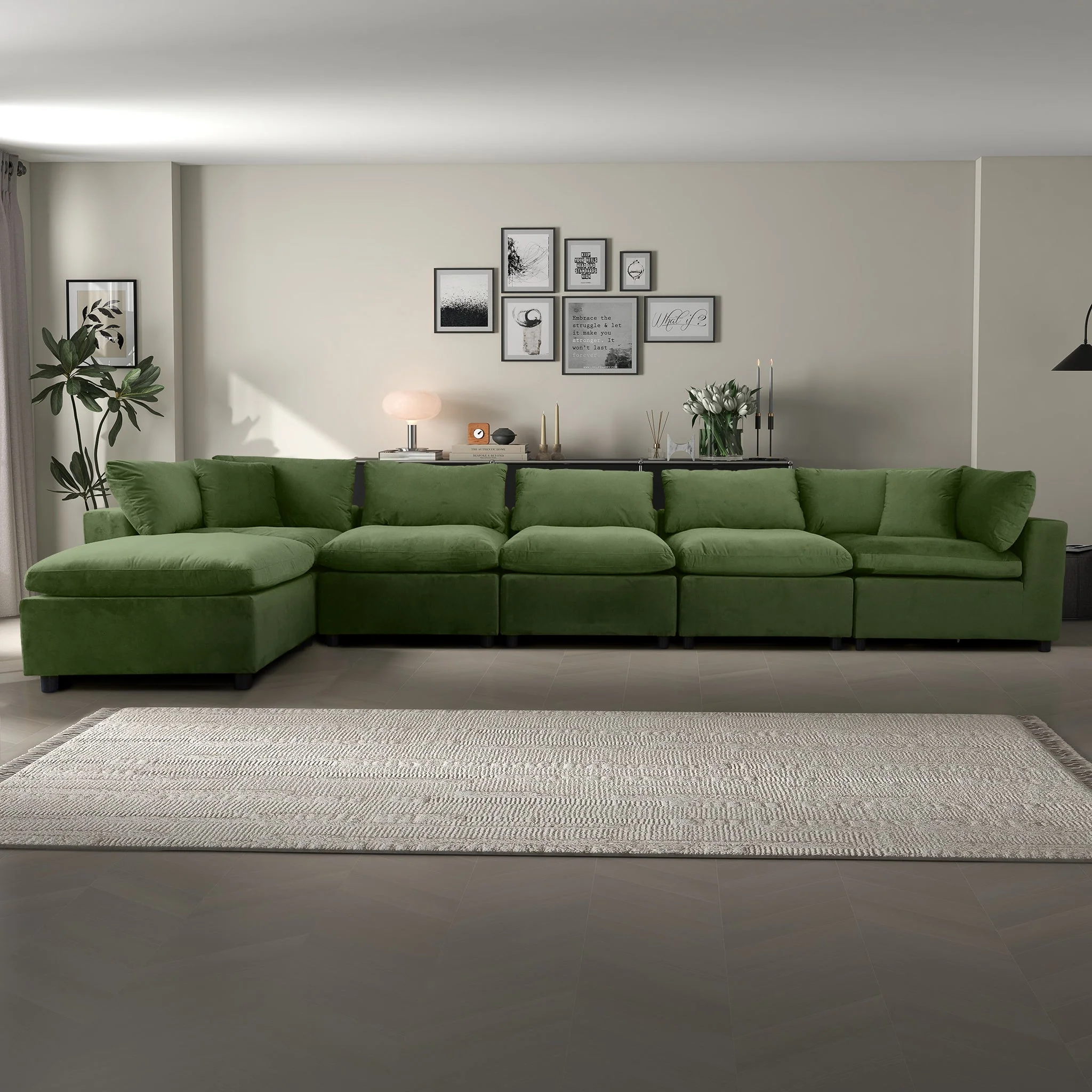 Hayward Olive Green Velvet Modular Sectional Sofa - Image 3