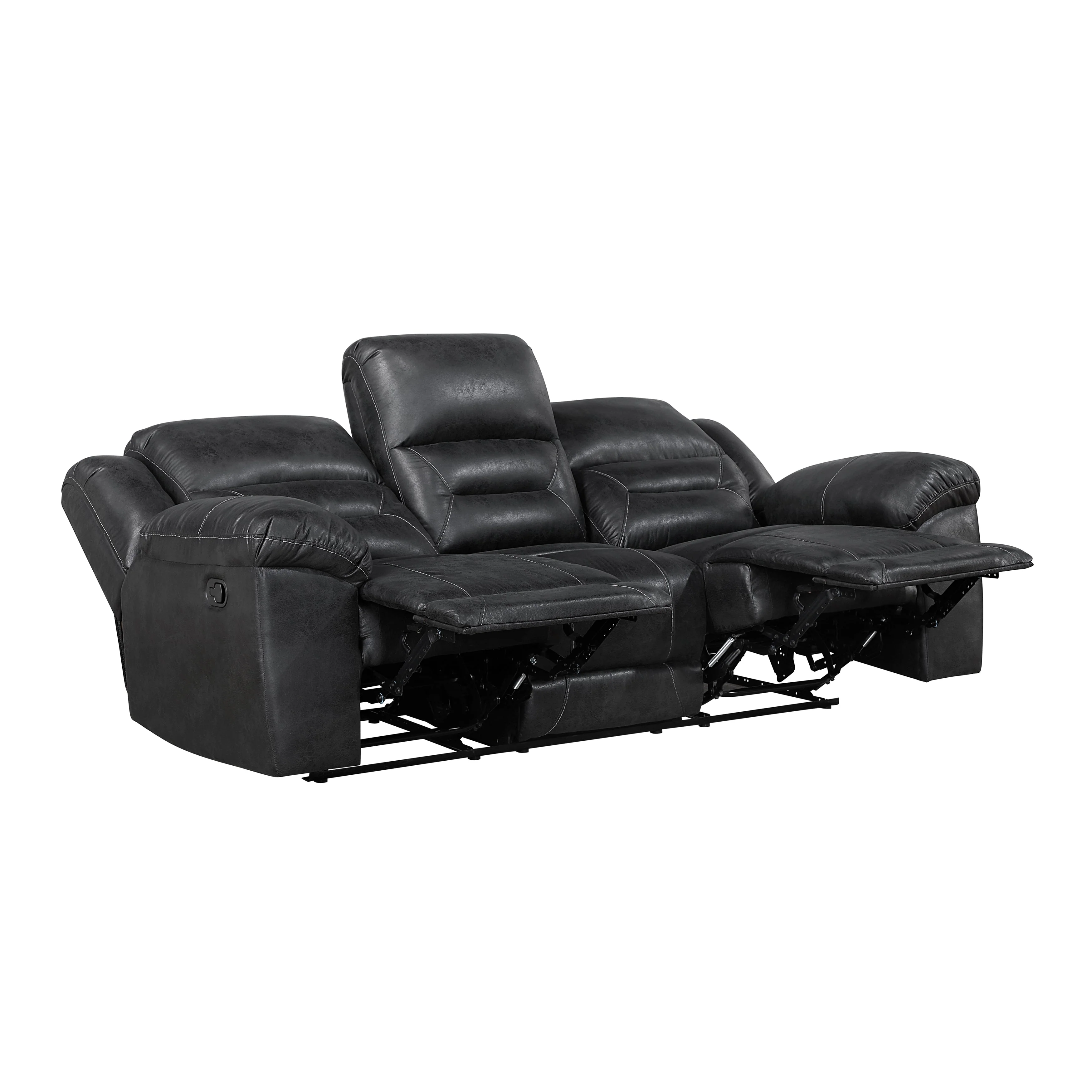 Hazen Black Double Reclining Sofa - Image 4