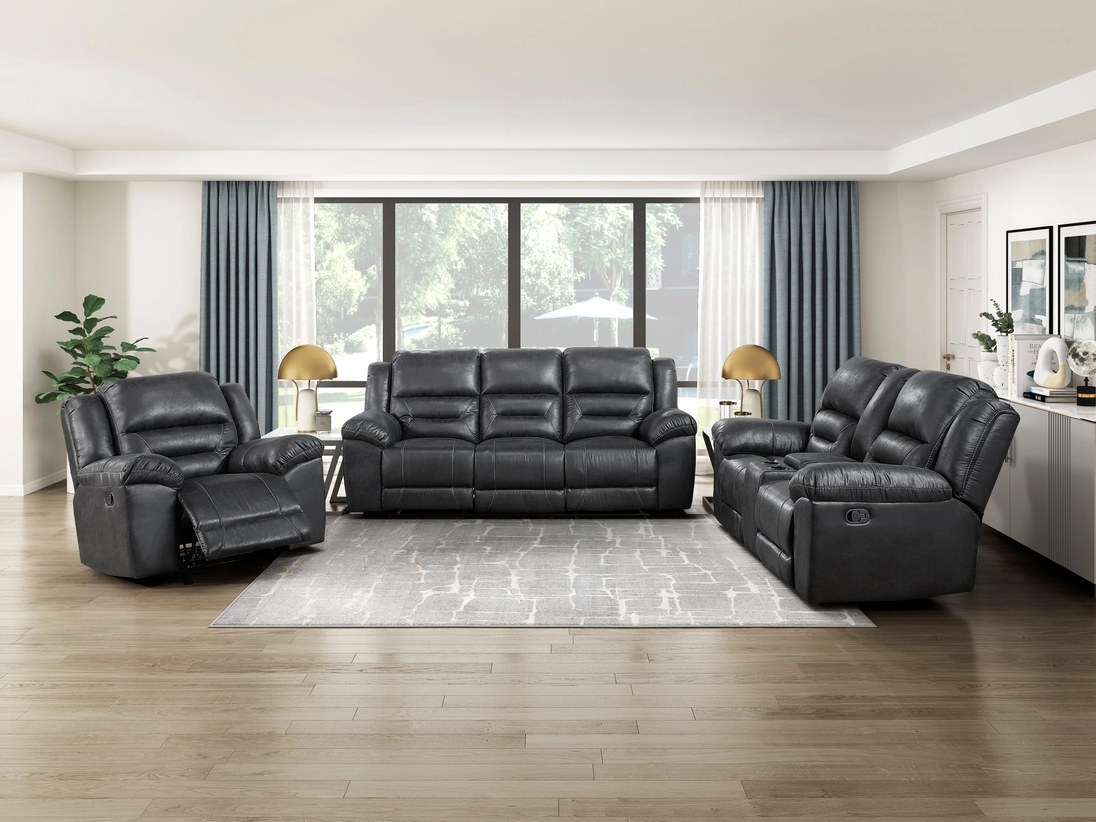 Hazen Black Double Reclining Sofa - Image 8