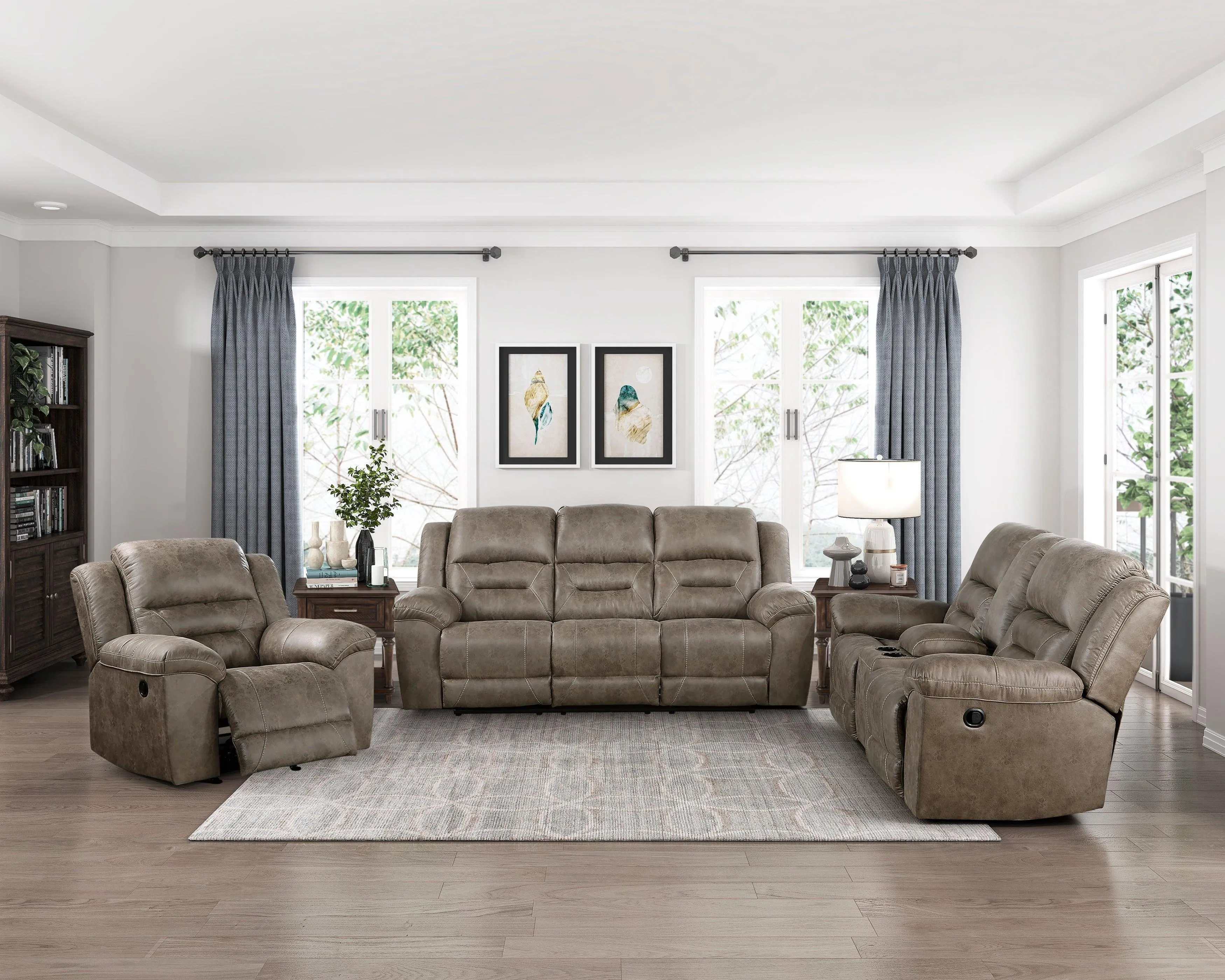 Hazen Brown Microfiber Rocker Reclining Chair - Image 2
