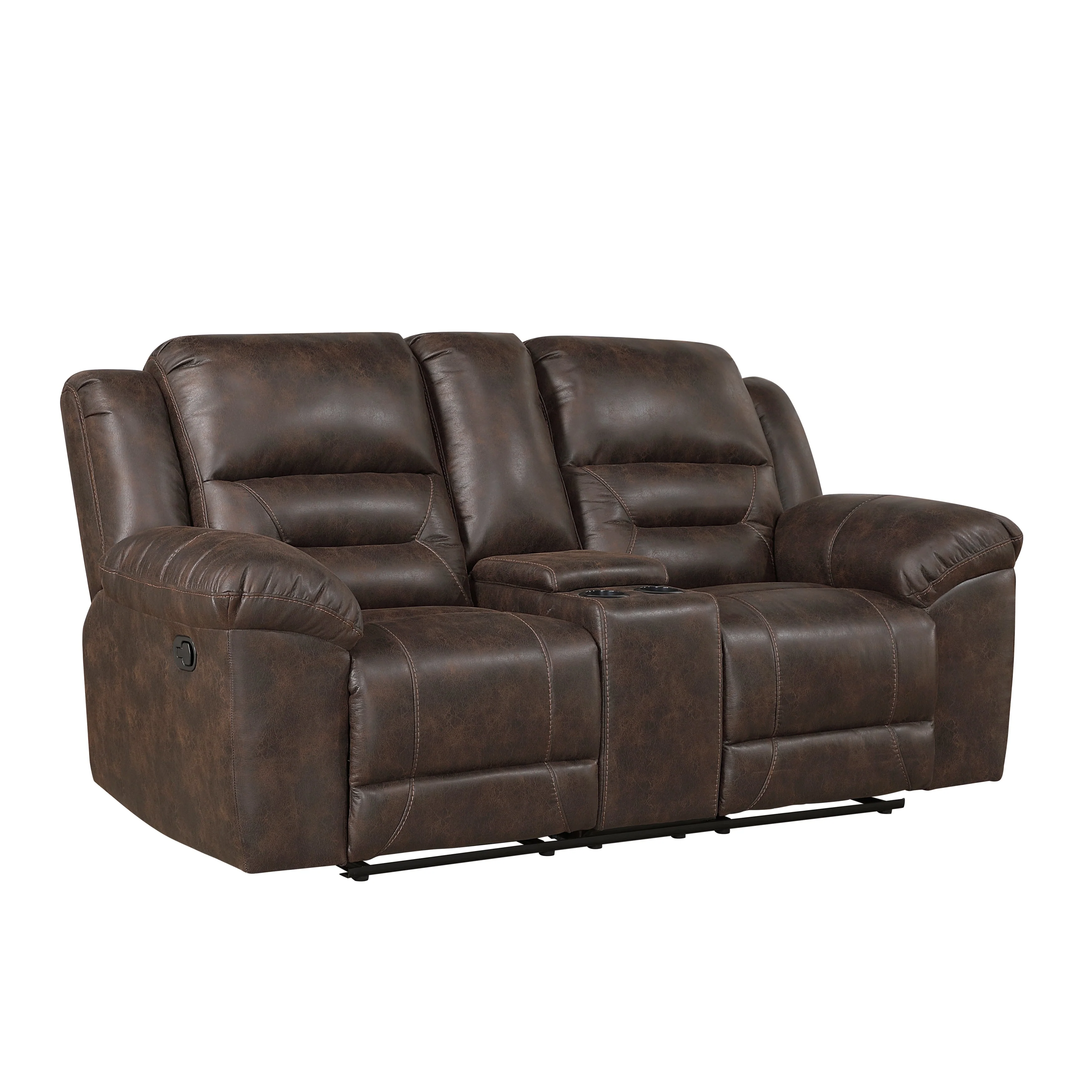 Hazen Dark Brown Double Reclining Loveseat with Center Console