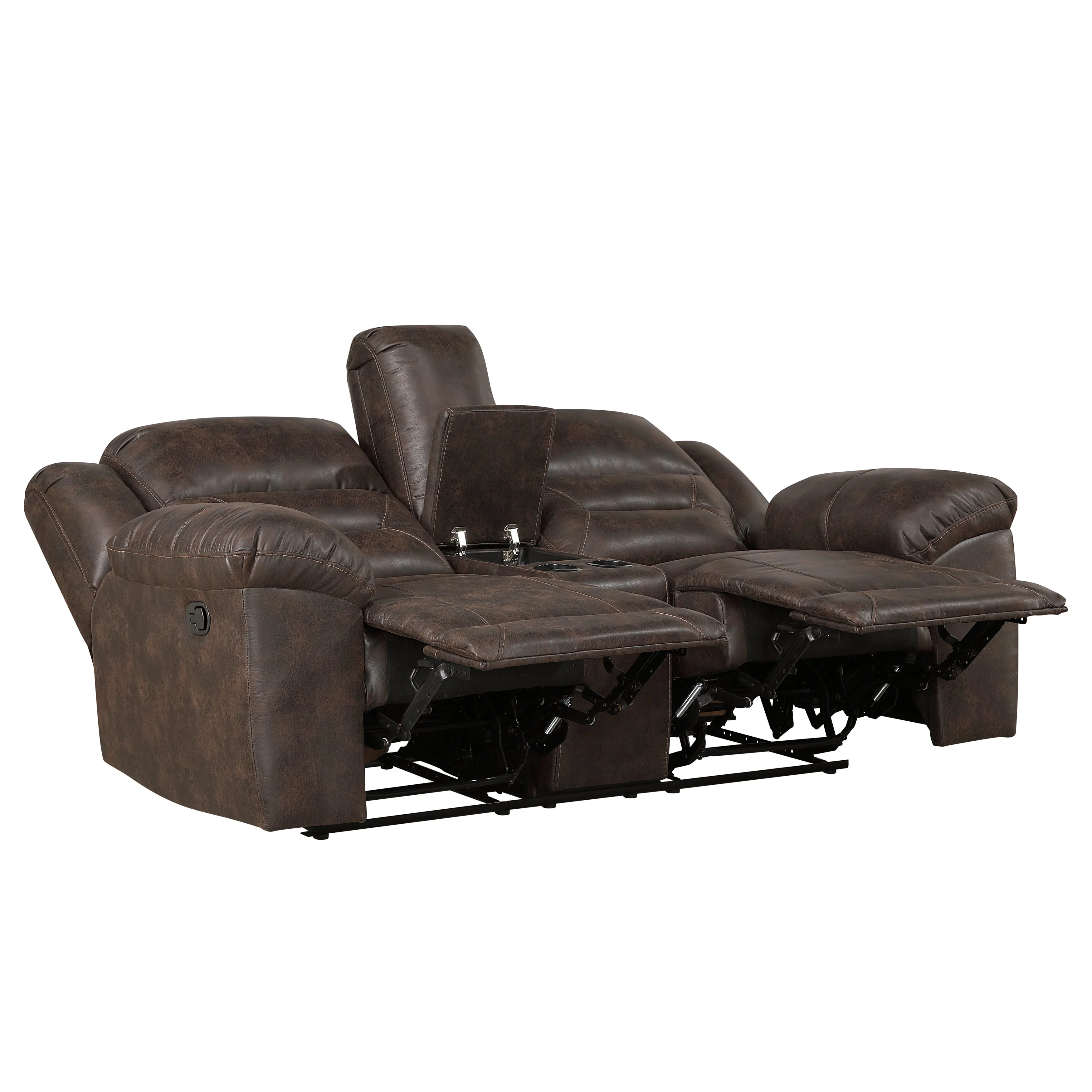 Hazen Dark Brown Double Reclining Loveseat with Center Console - Image 4