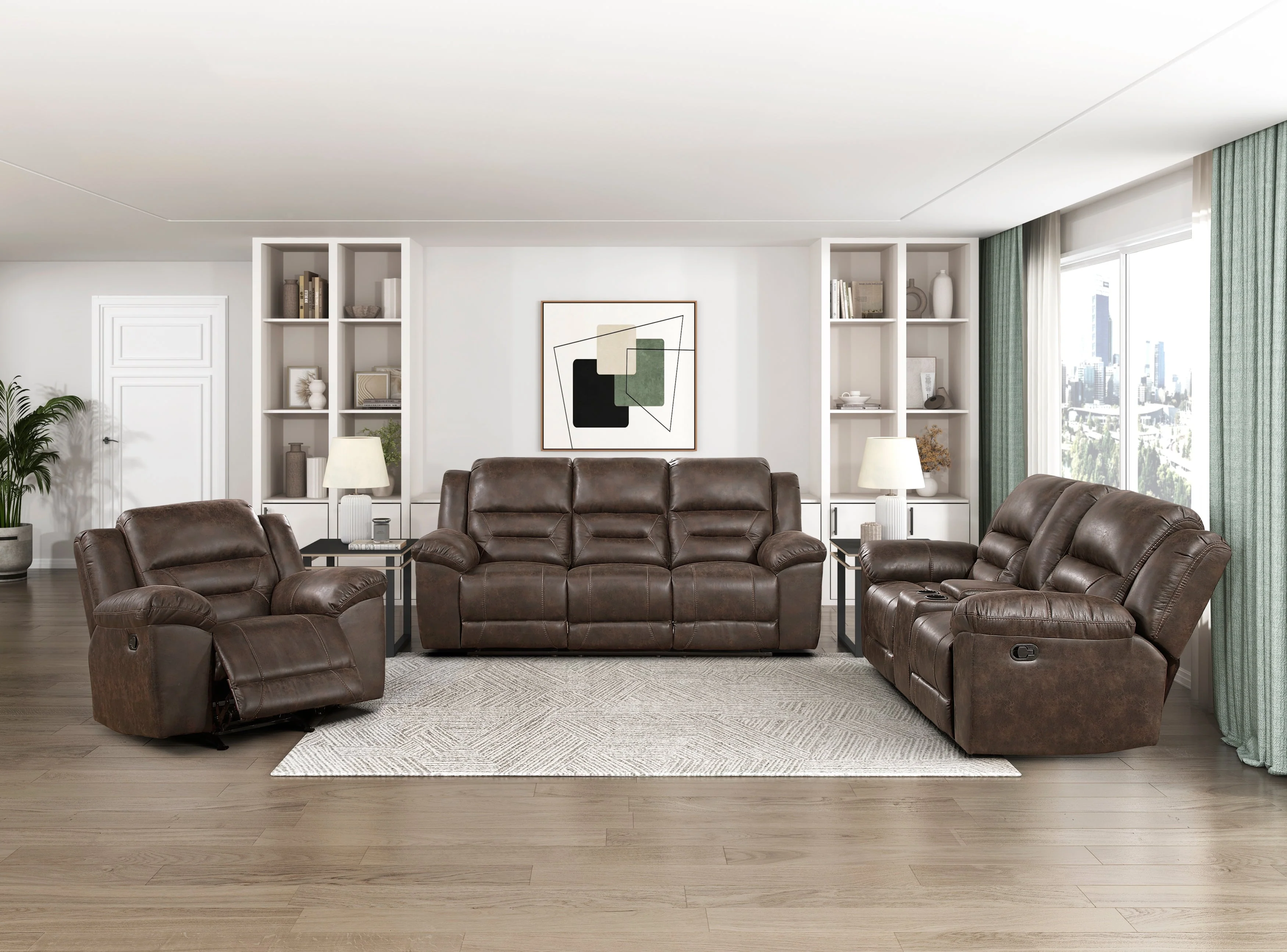 Hazen Dark Brown Double Reclining Loveseat with Center Console - Image 9