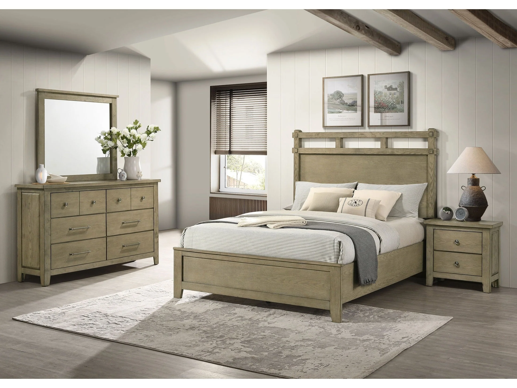 Hazlewood Vineyard Oak 4-piece Queen Bedroom Set