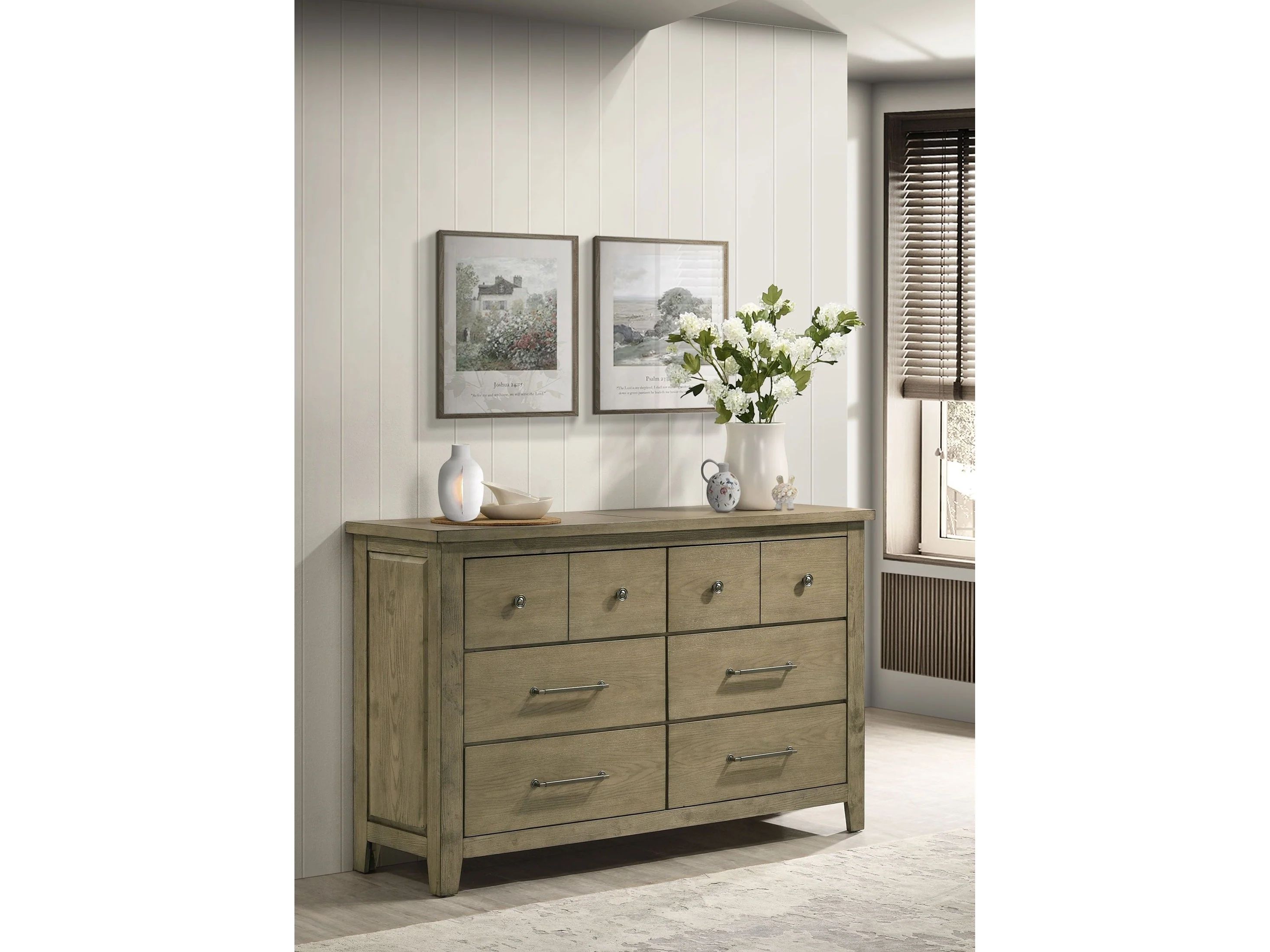 Hazlewood Vineyard Oak 6-drawer Bedroom Dresser Cabinet