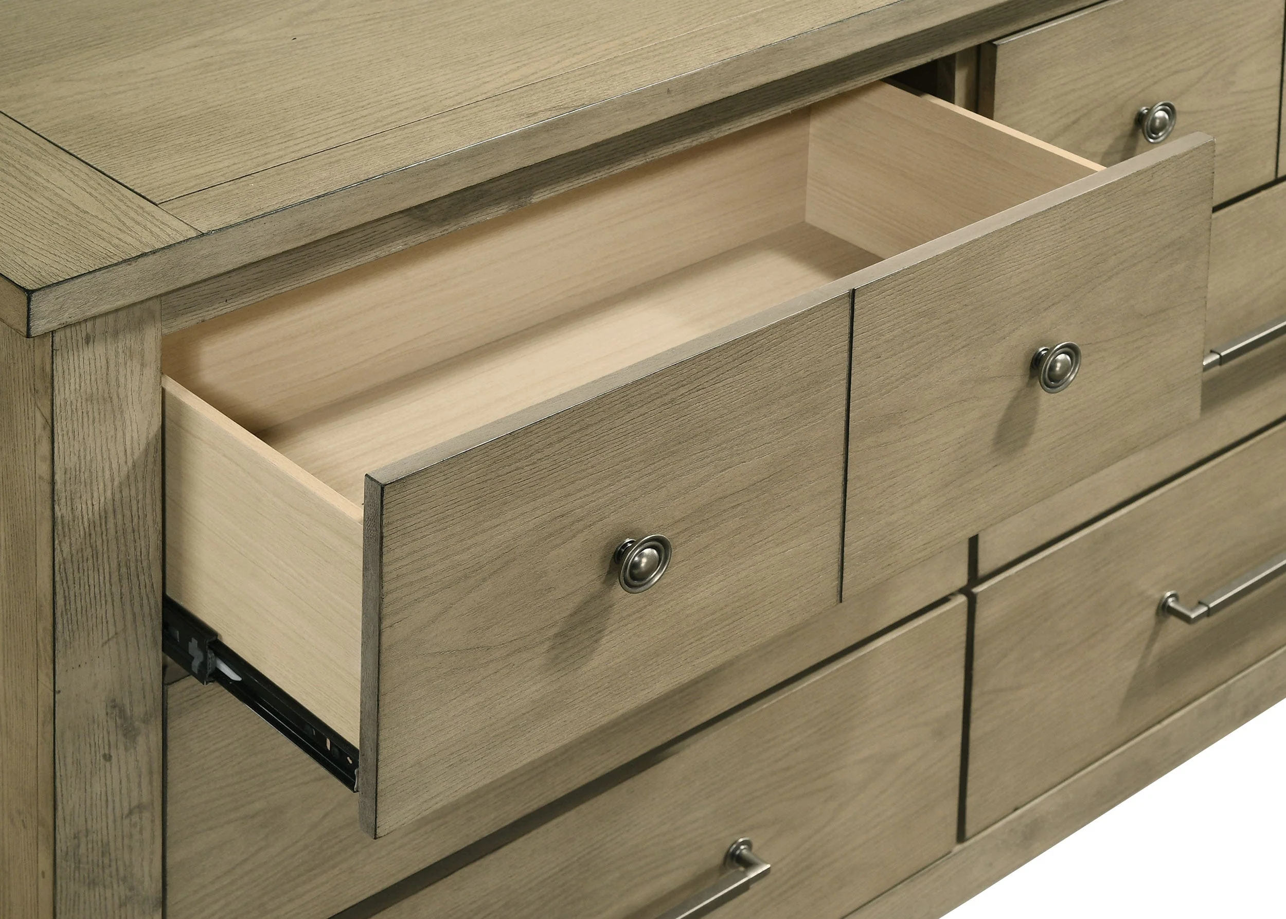 Hazlewood Vineyard Oak 6-drawer Bedroom Dresser with Mirror - Image 10
