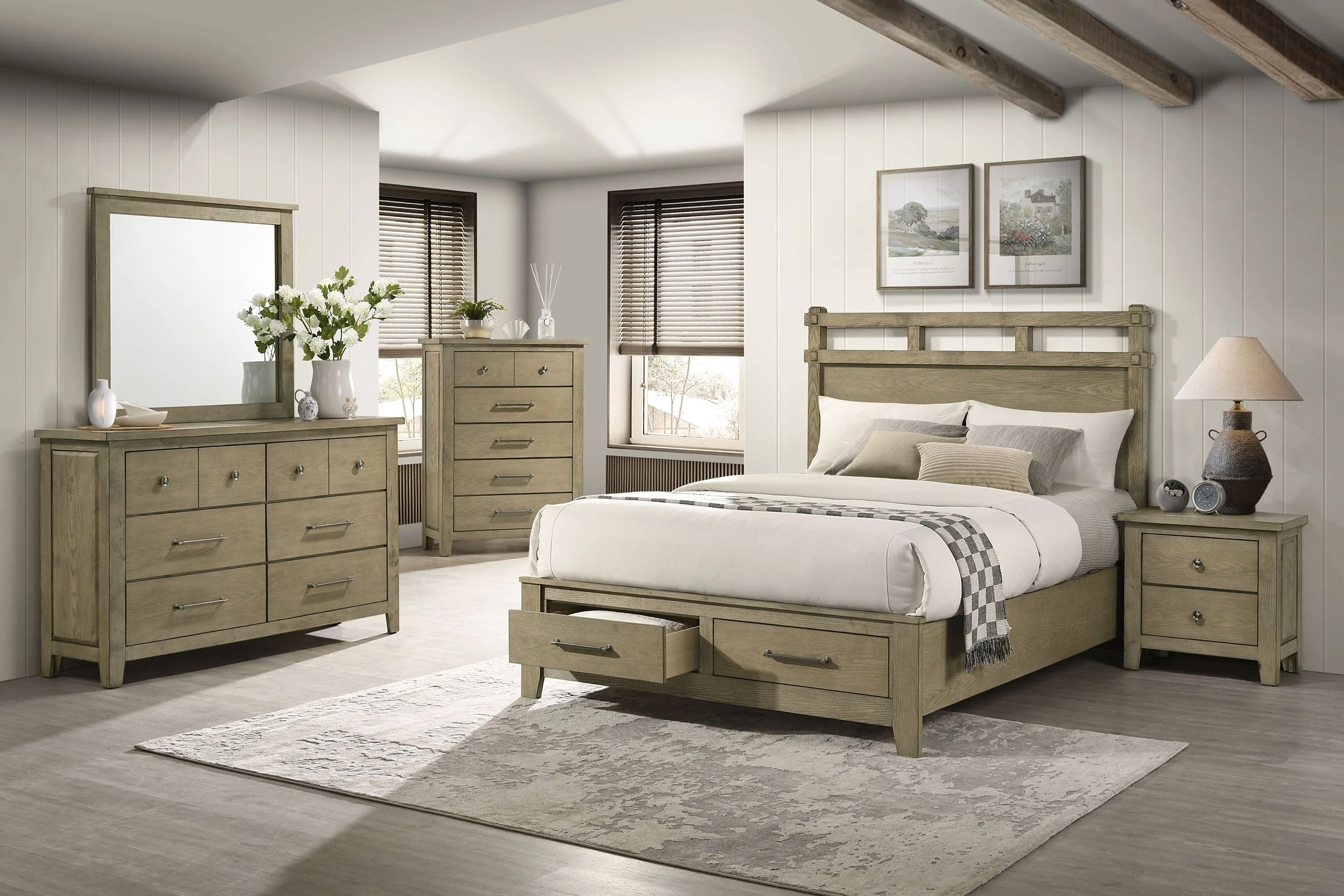 Hazlewood Vineyard Oak 6-drawer Bedroom Dresser with Mirror - Image 15