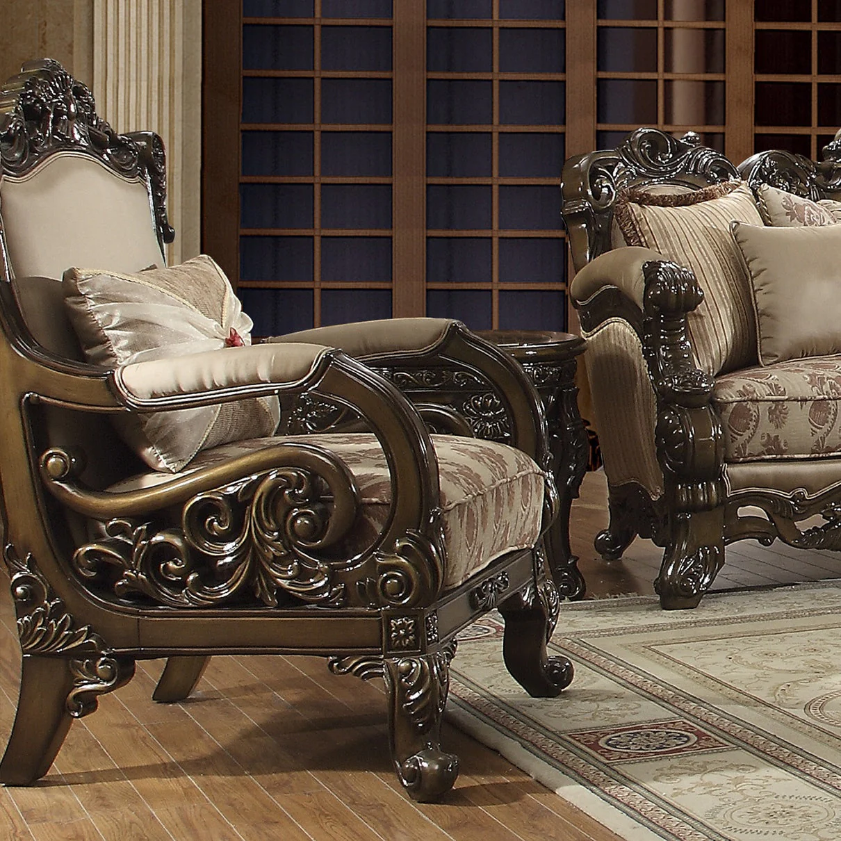 HD-2658 Metallic Antique Gold Perfect Brown Chair