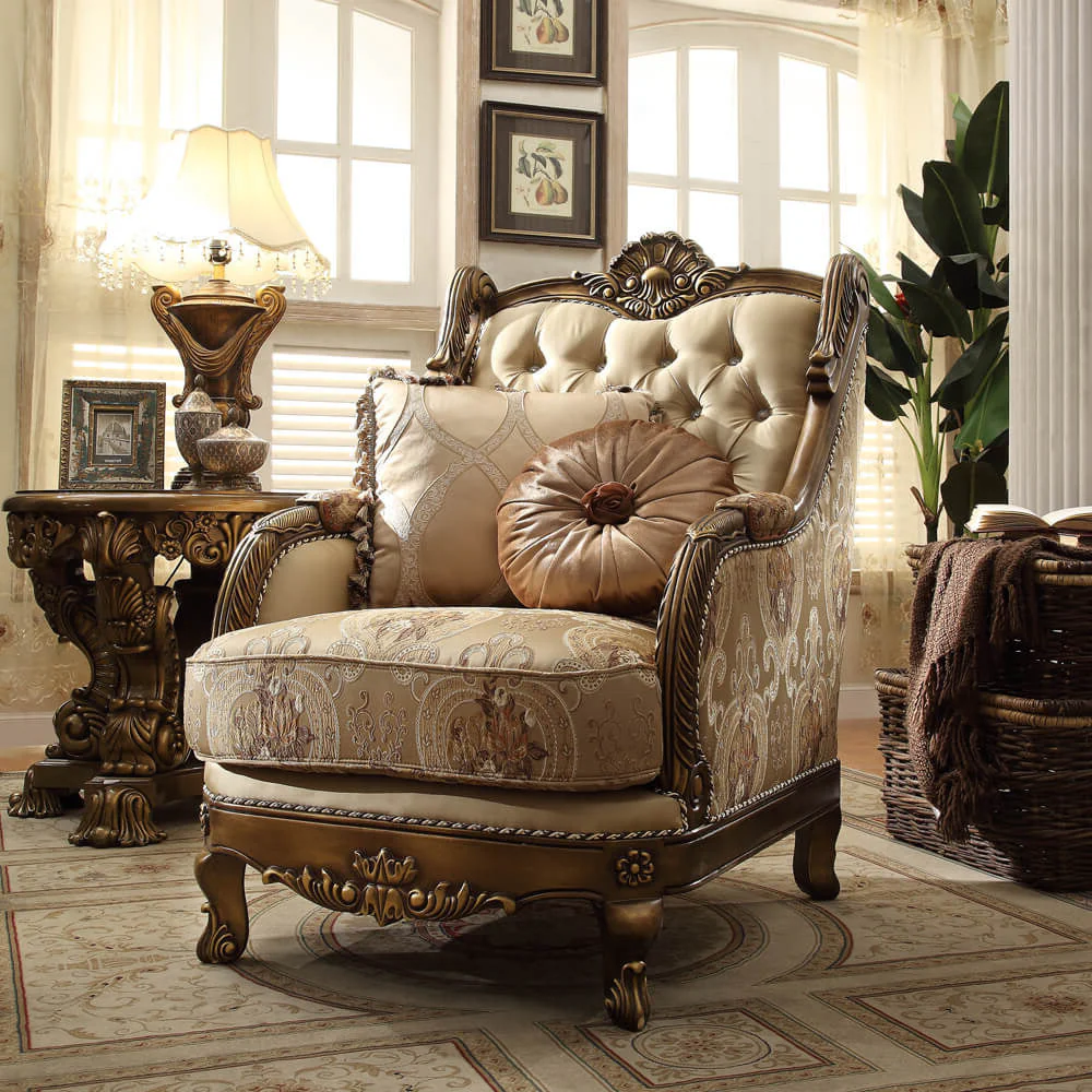 HD-506 Metallic Antique Gold Perfect Brown Chair