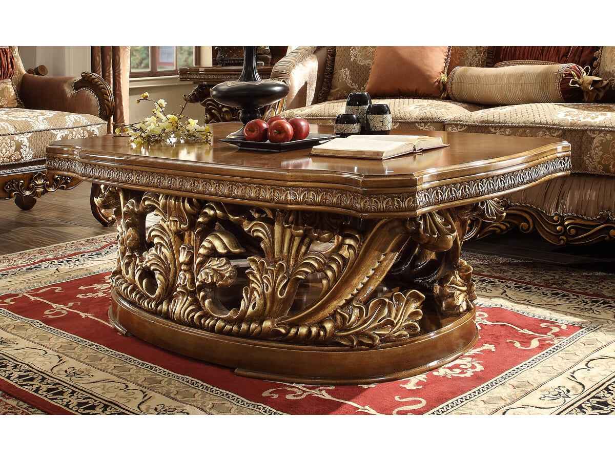 HD-8018 Antique Gold & Perfect Brown Coffee Table
