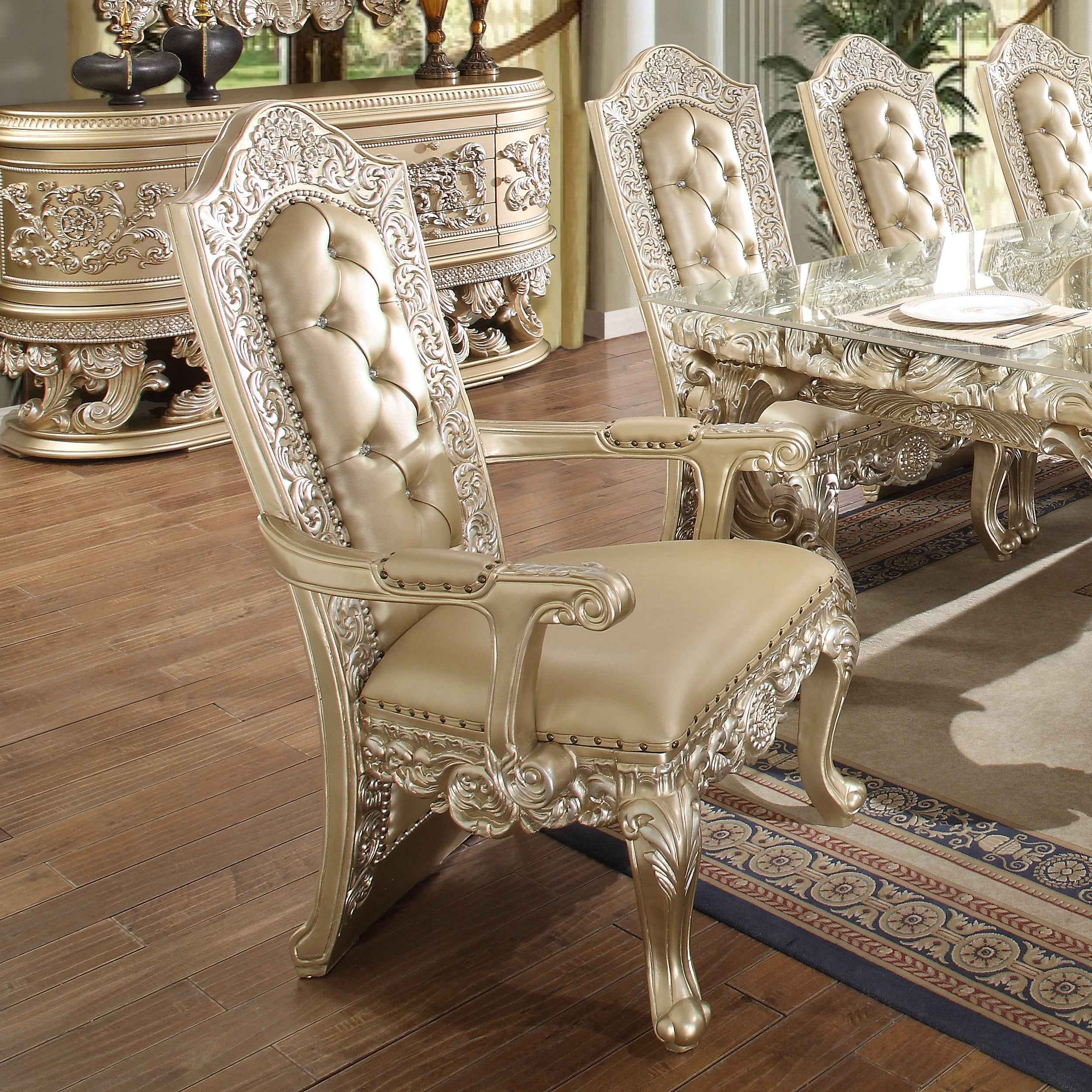 HD-8022 Champagne Gold 7-Piece Dining Room Set - Image 2