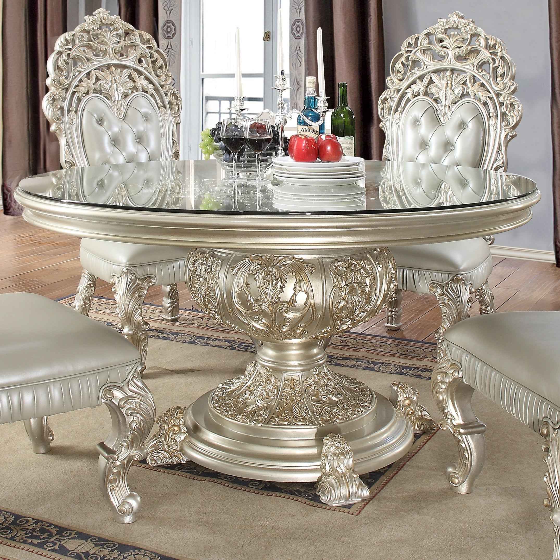 HD-8088 Metallic Silver/Gold Highlights 5-Piece Dining Room Set - Image 3