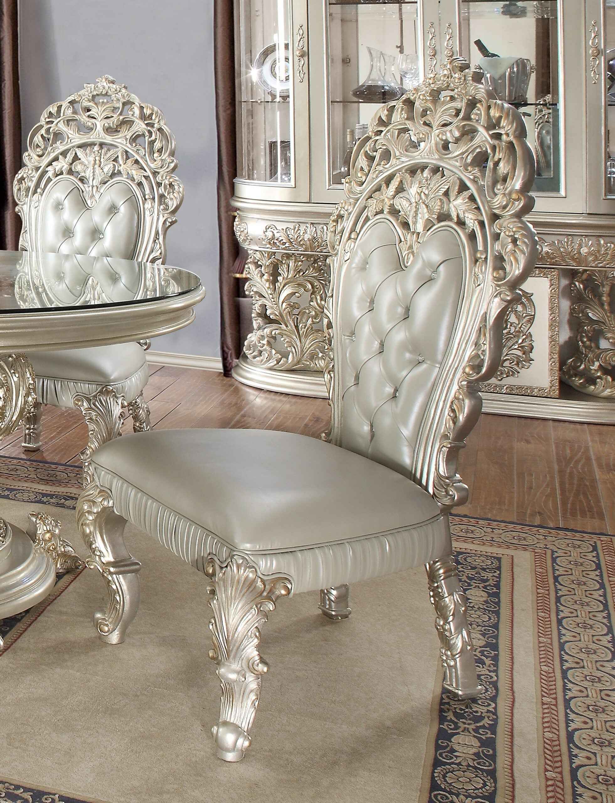 HD-8088 Metallic Silver/Gold Highlights 7-Piece Dining Room Set - Image 3