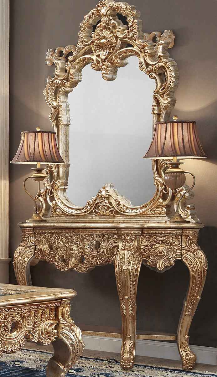 HD-CON998G Gold/Rust Highlights Console Table