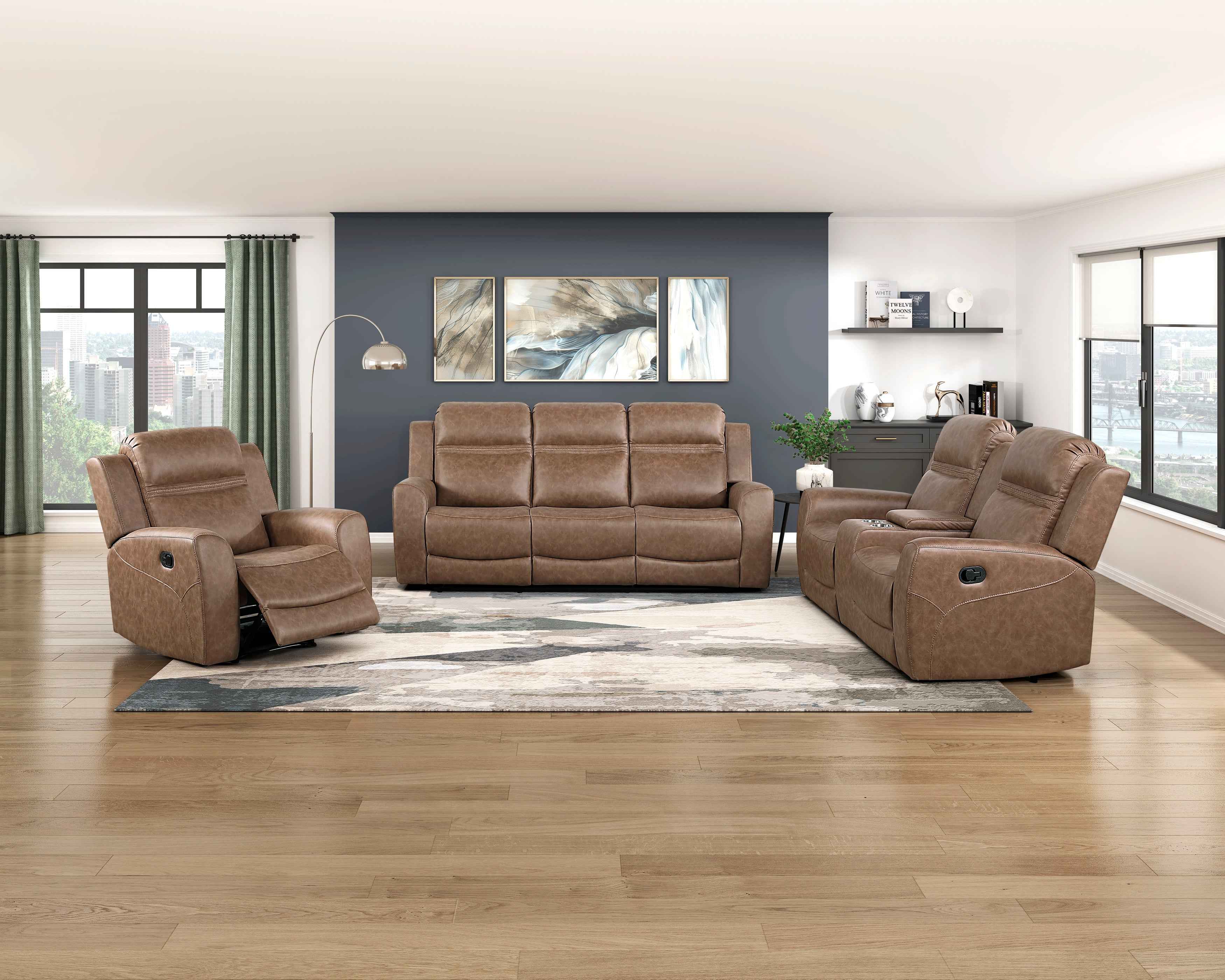 Hearth Brown Double Reclining Loveseat with Center Console - Image 10