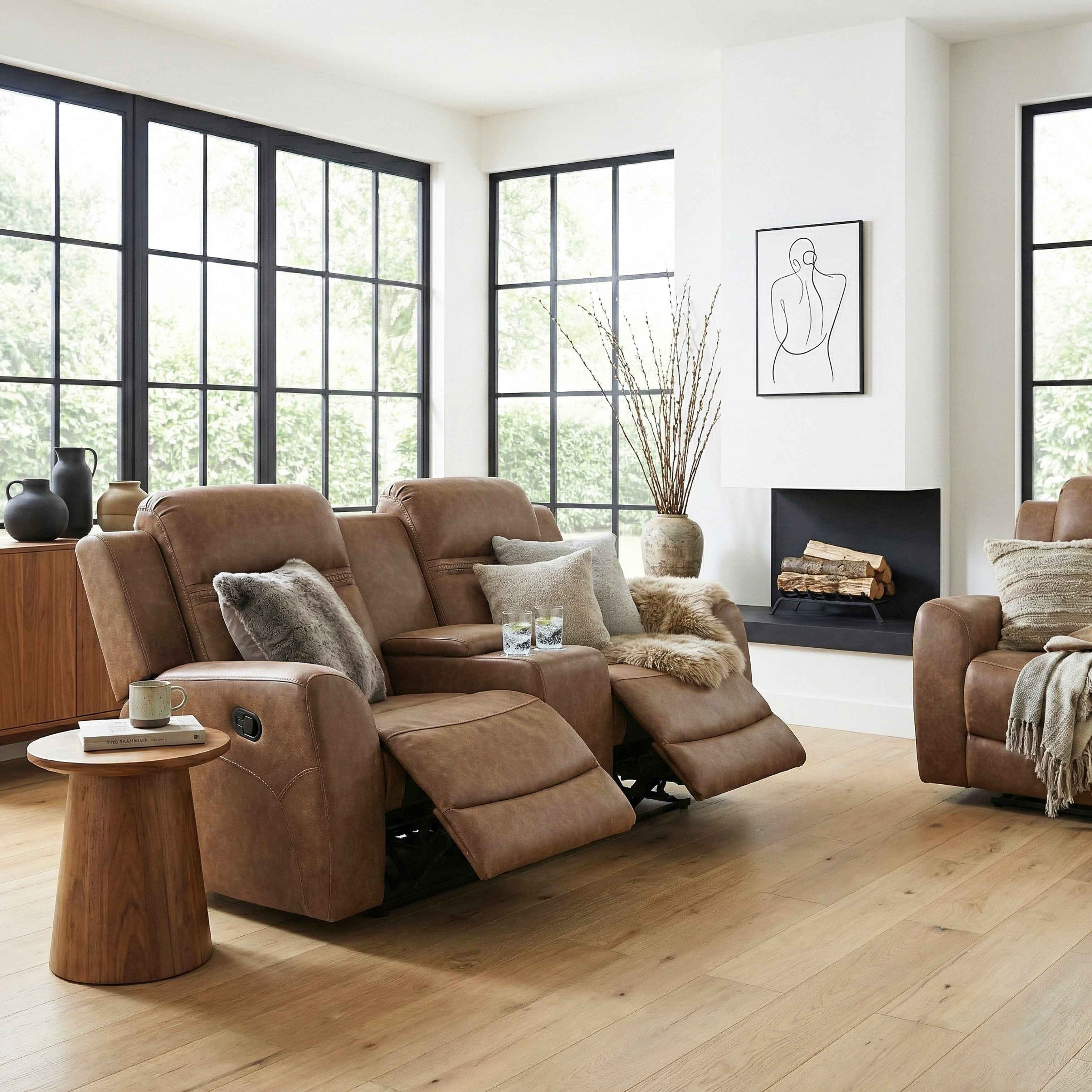 Hearth Brown Double Reclining Loveseat with Center Console - Image 18