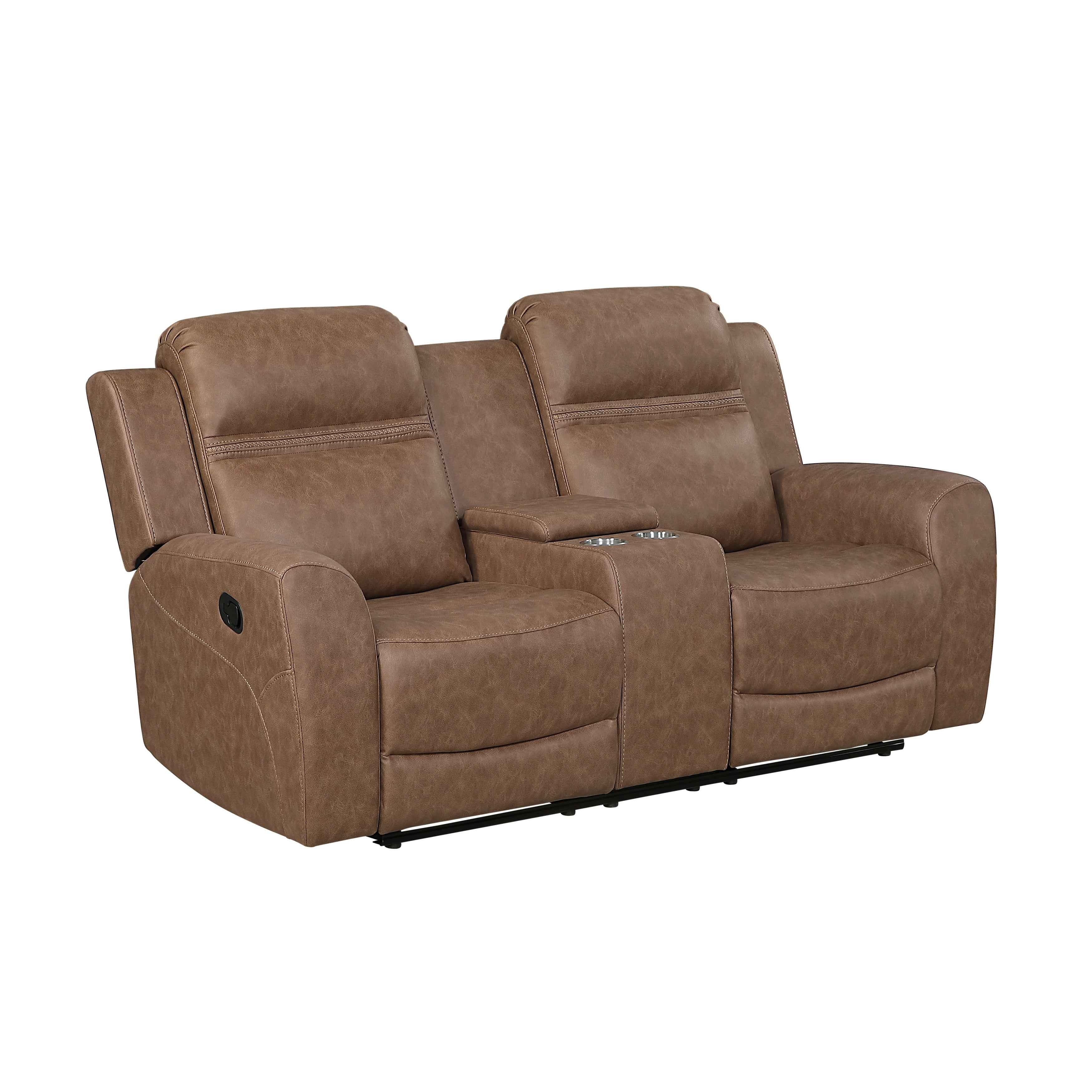 Hearth Brown Double Reclining Loveseat with Center Console - Image 2