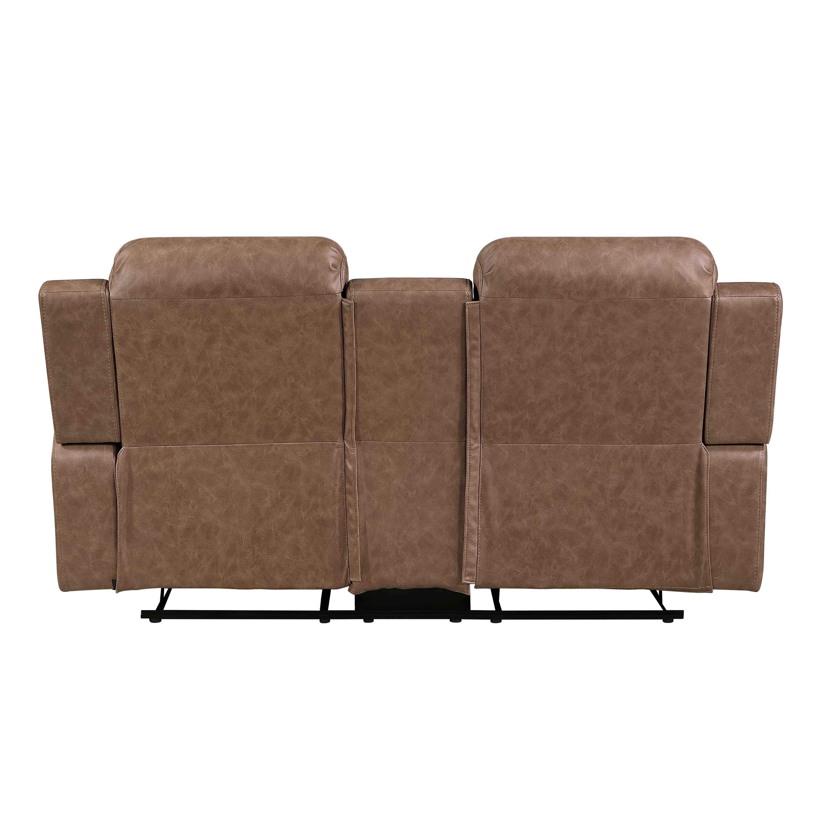 Hearth Brown Double Reclining Loveseat with Center Console - Image 3