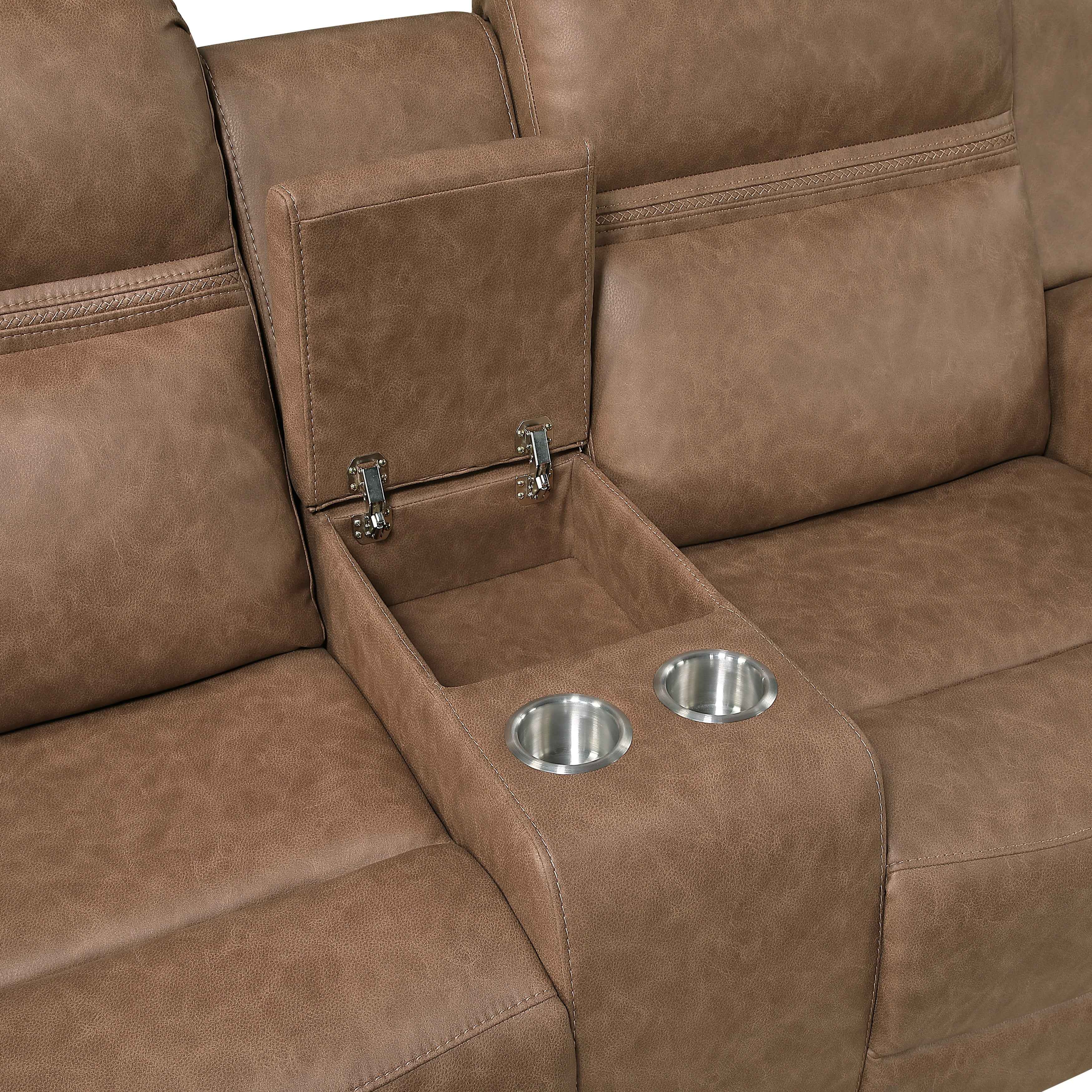 Hearth Brown Double Reclining Loveseat with Center Console - Image 5