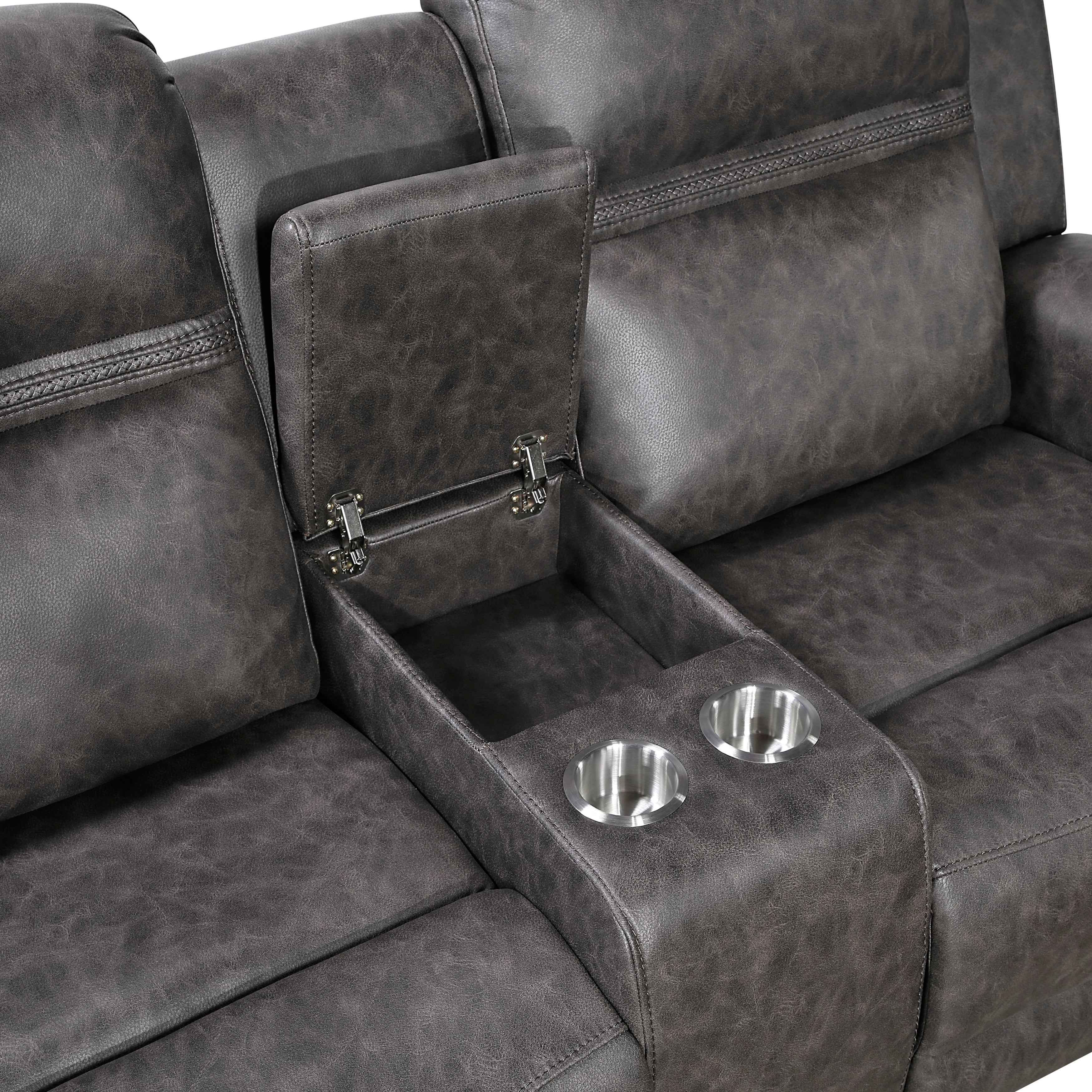 Hearth Charcoal Double Reclining Loveseat with Center Console - Image 6
